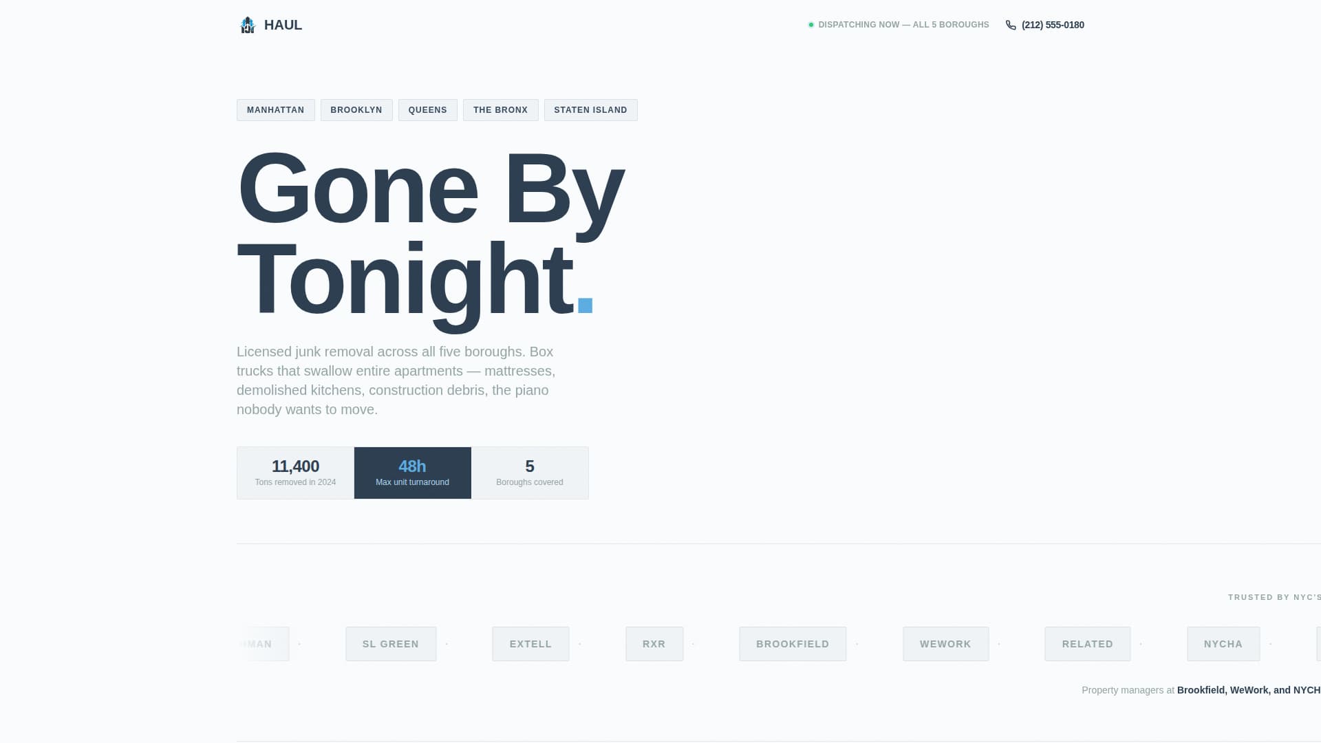 Debris — Swift Waste Hauling Landing Page Template