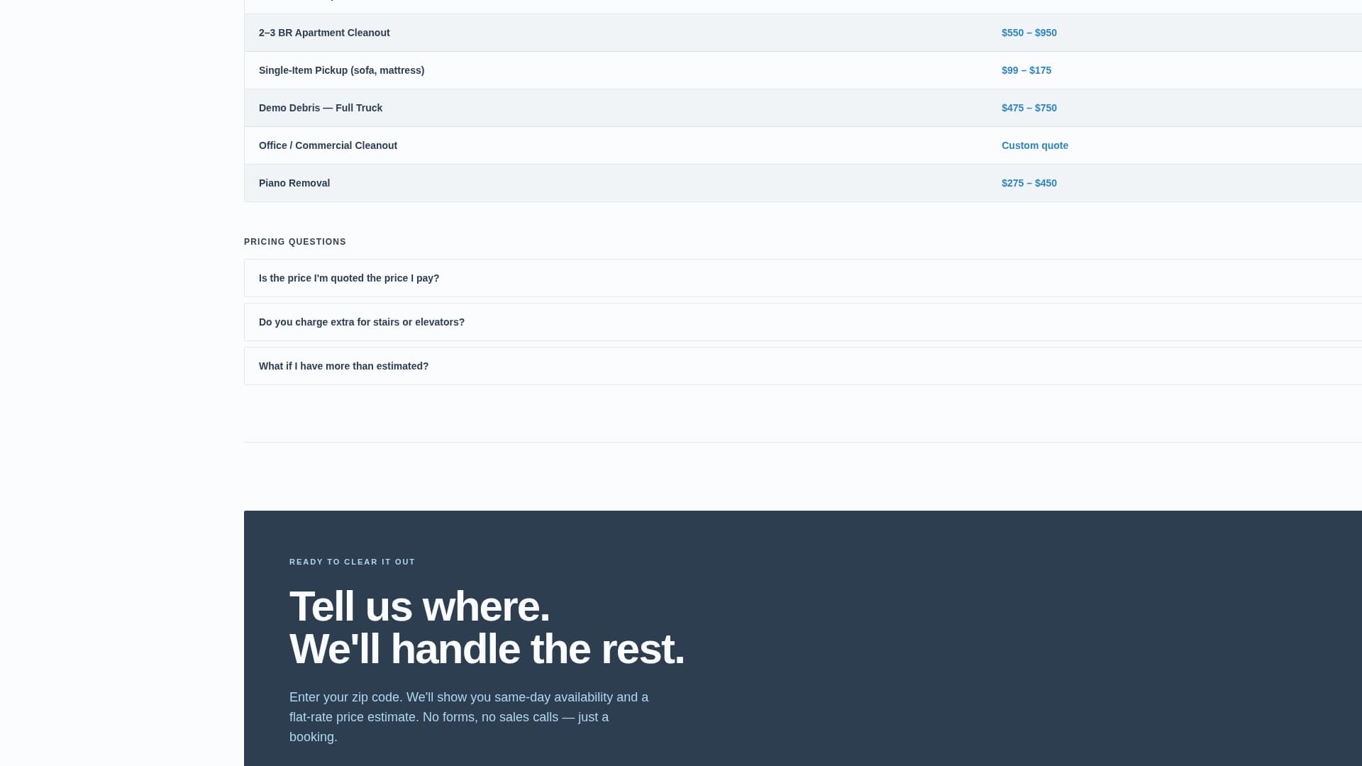 Debris — Swift Waste Hauling Landing Page Template