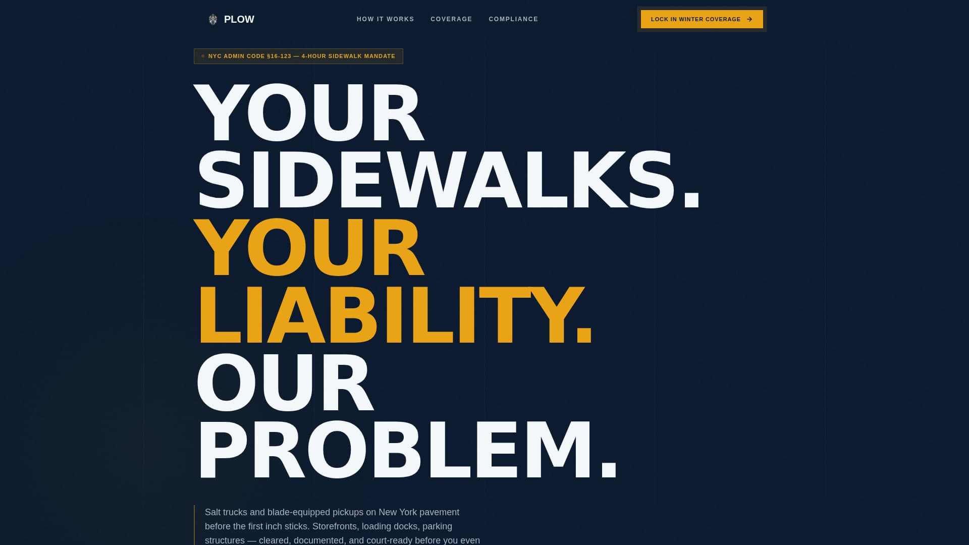 Plow - Urgent Snowremoval Landing Page Template