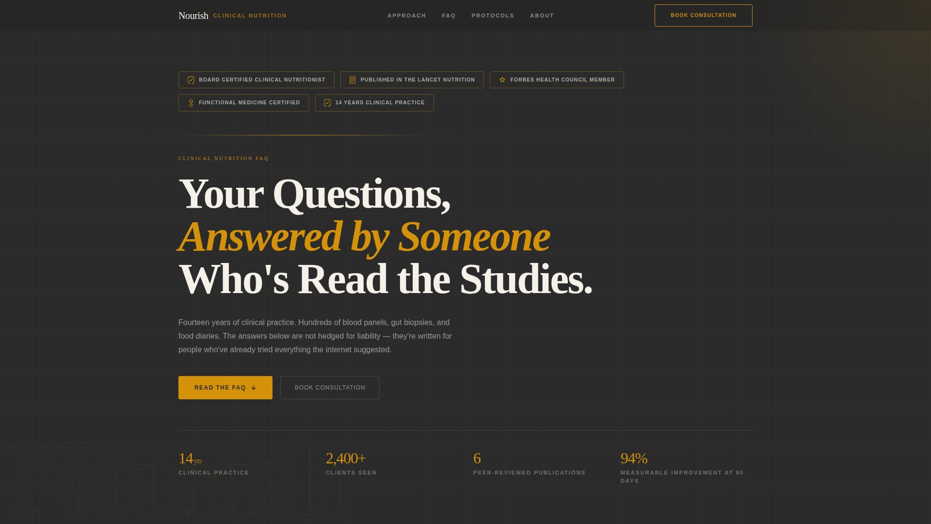 Nourish - Authoritative Nutritionist Landing Page Template