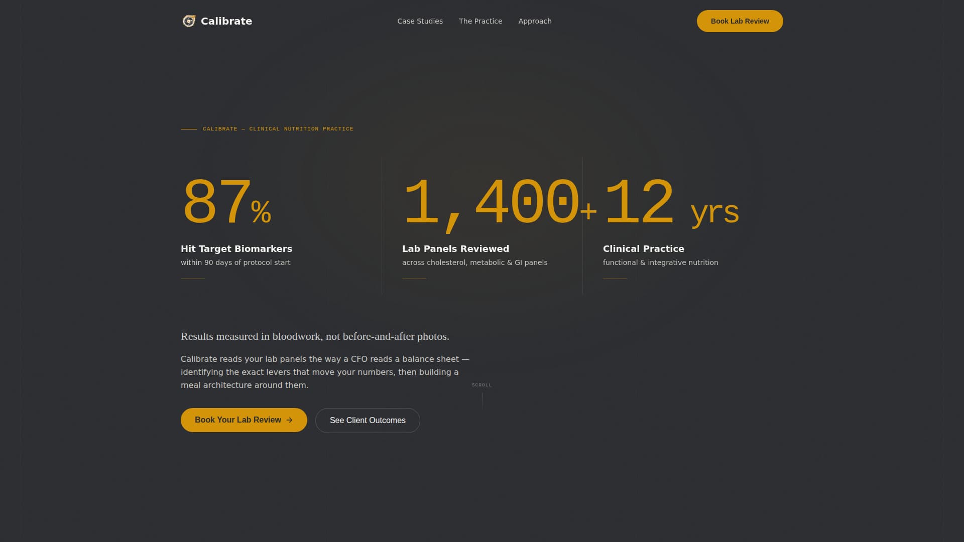 Calibrate - Precision Nutritionist Landing Page Template