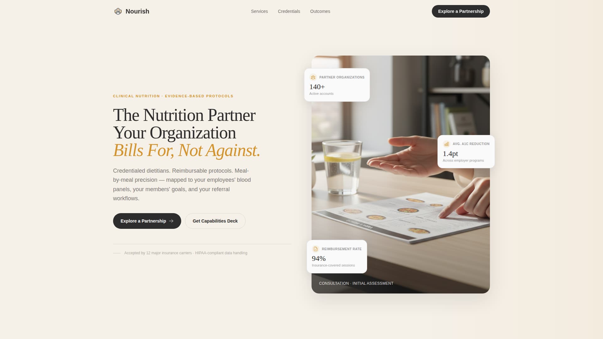 Nourish - Clinical Nutritionist Landing Page Template