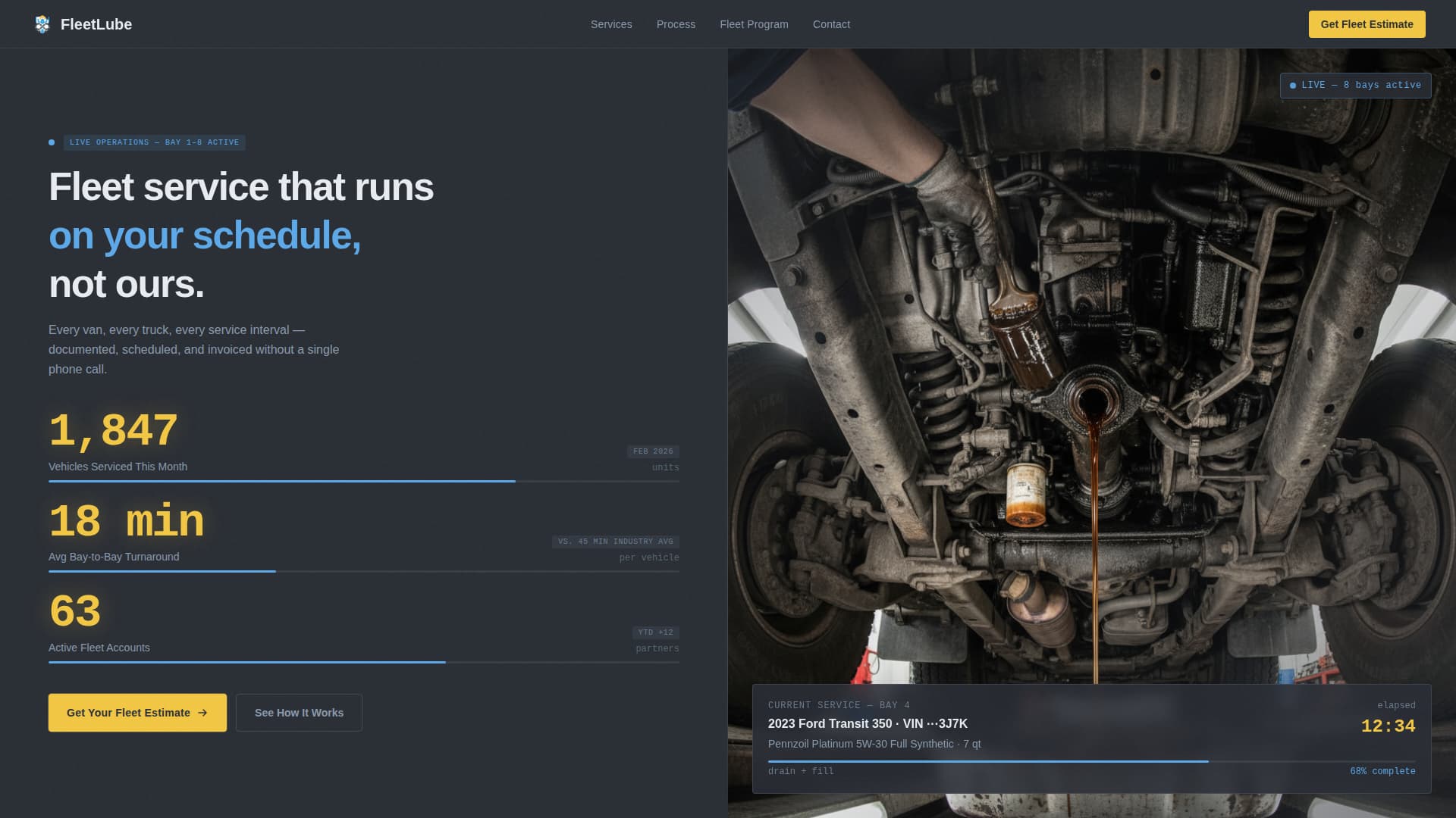 Fleetlube - Transparent B2B Landing Page Template