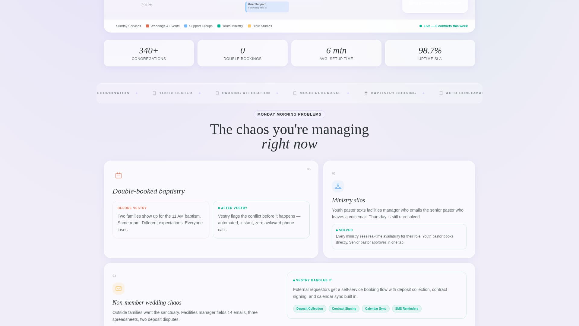 Church Vertical SaaS Booking Website Template