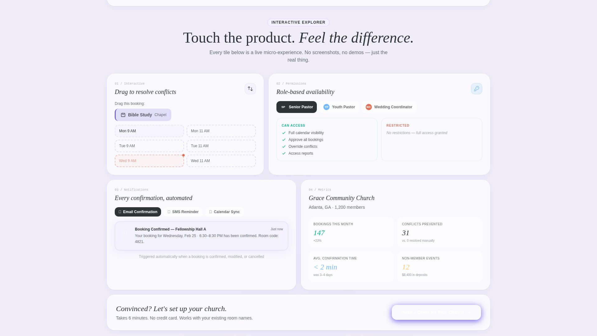 Church Vertical SaaS Booking Website Template