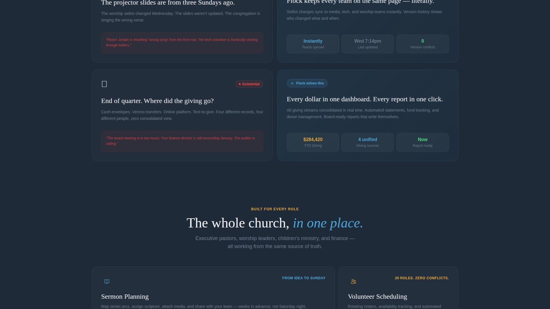 Flock - Dynamic Church Management Landing Page Template