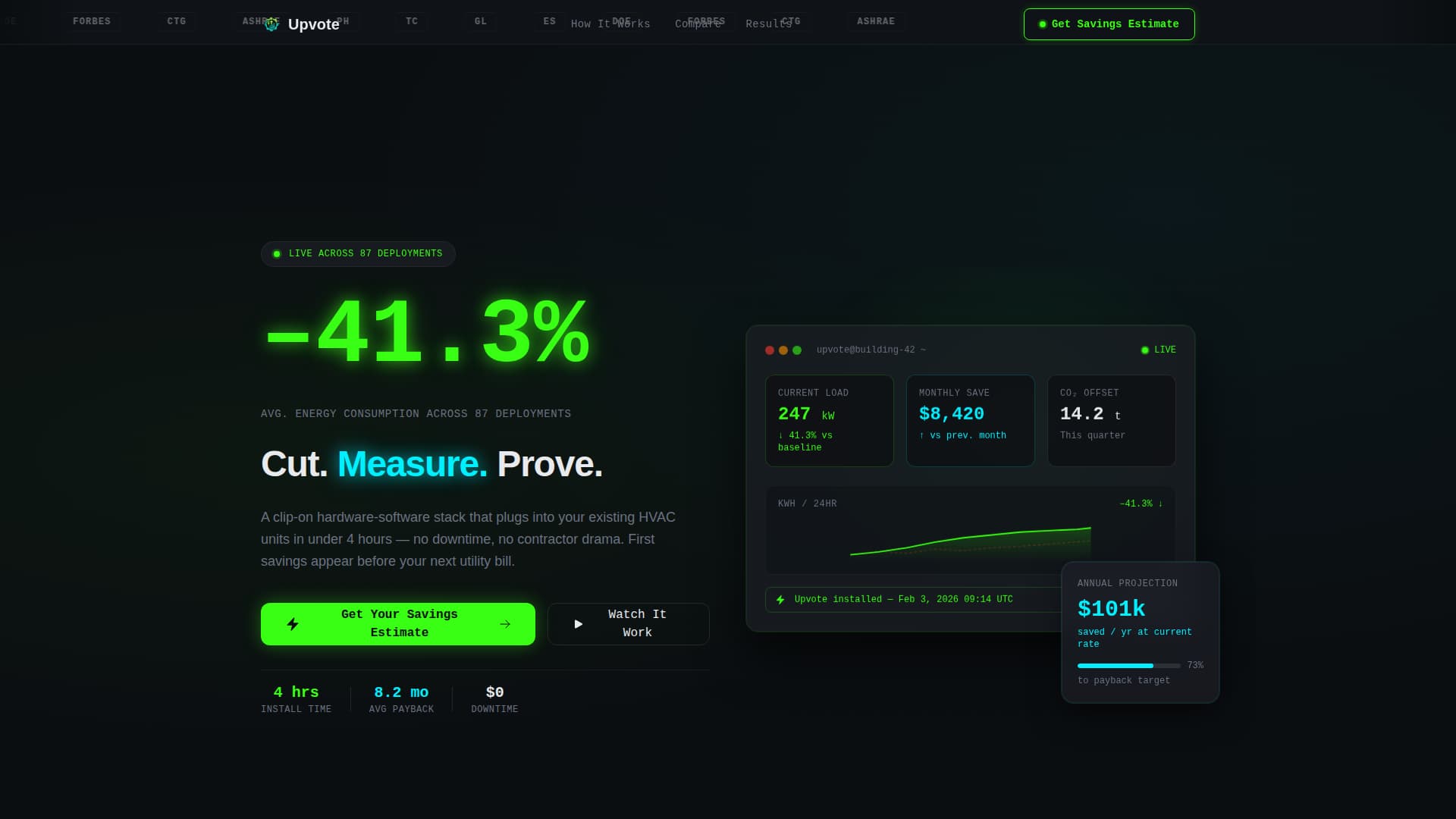Upvote - High-Impact Cleantech Landing Page Template