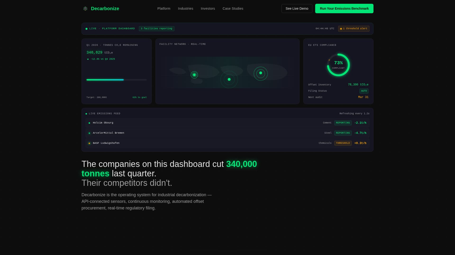 Decarbonize - High-Impact Cleantech Landing Page Template