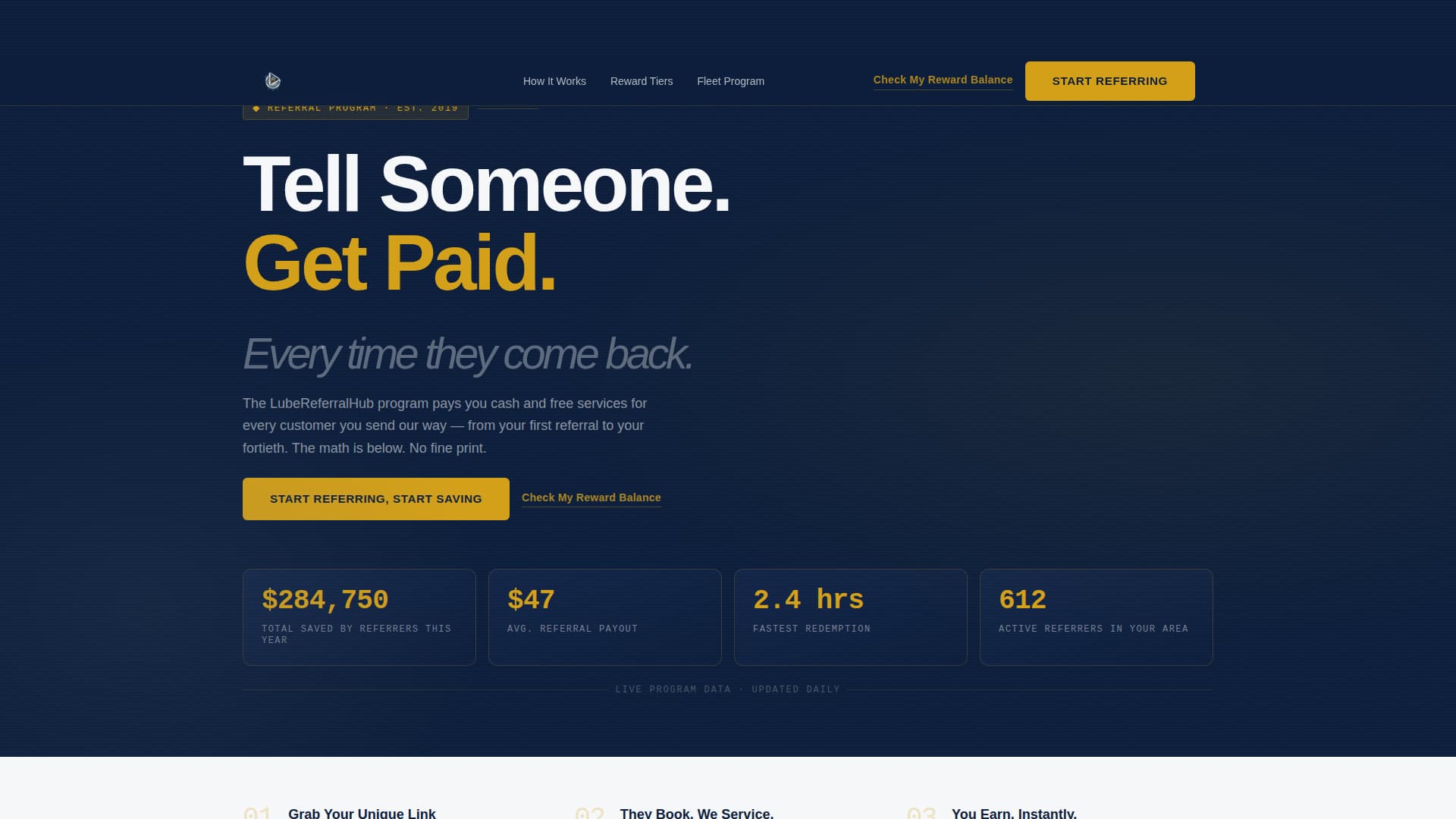 Lube - Rewarding Oilchange Landing Page Template