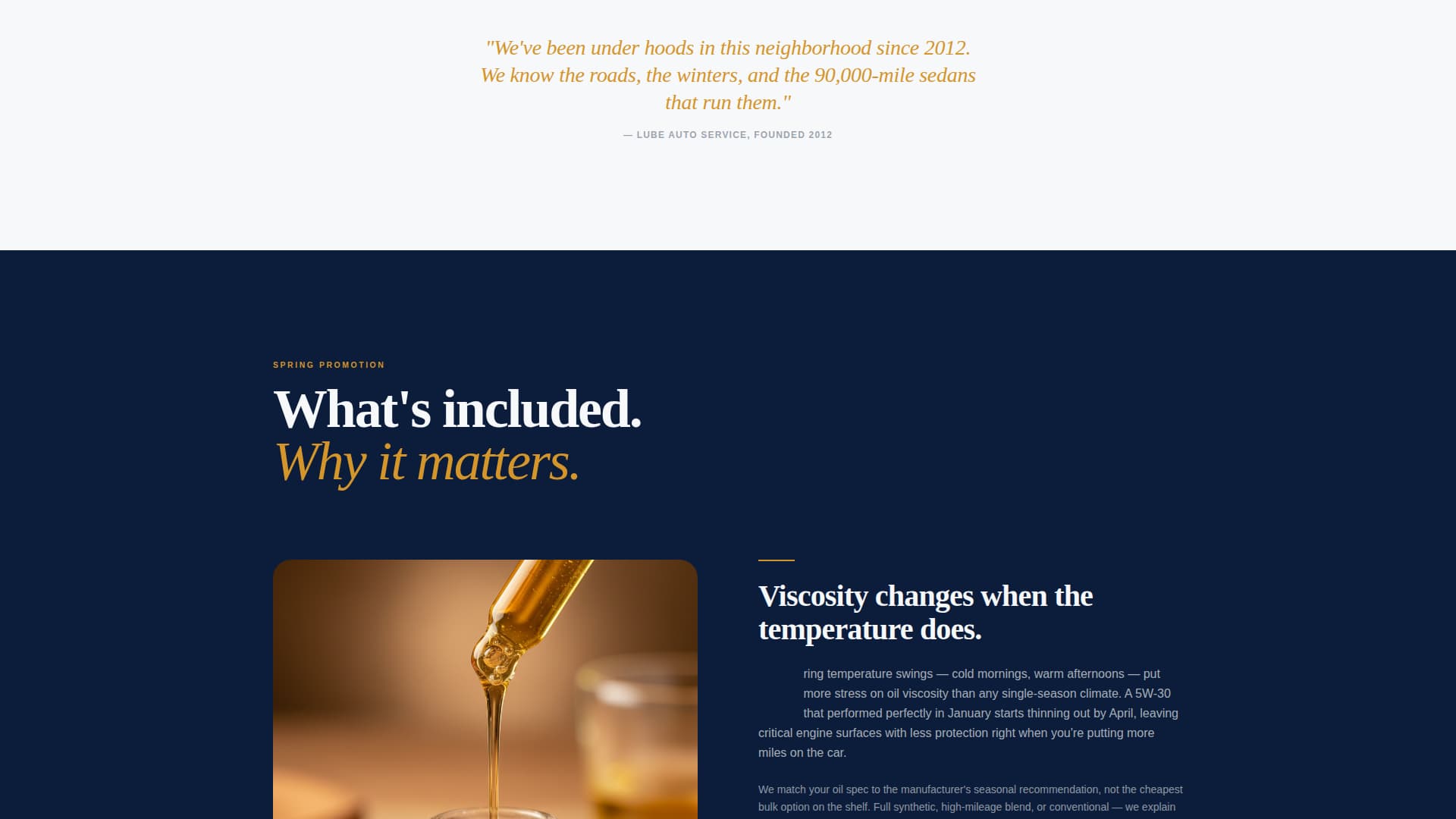 Lube - Authoritative Oilchange Landing Page Template