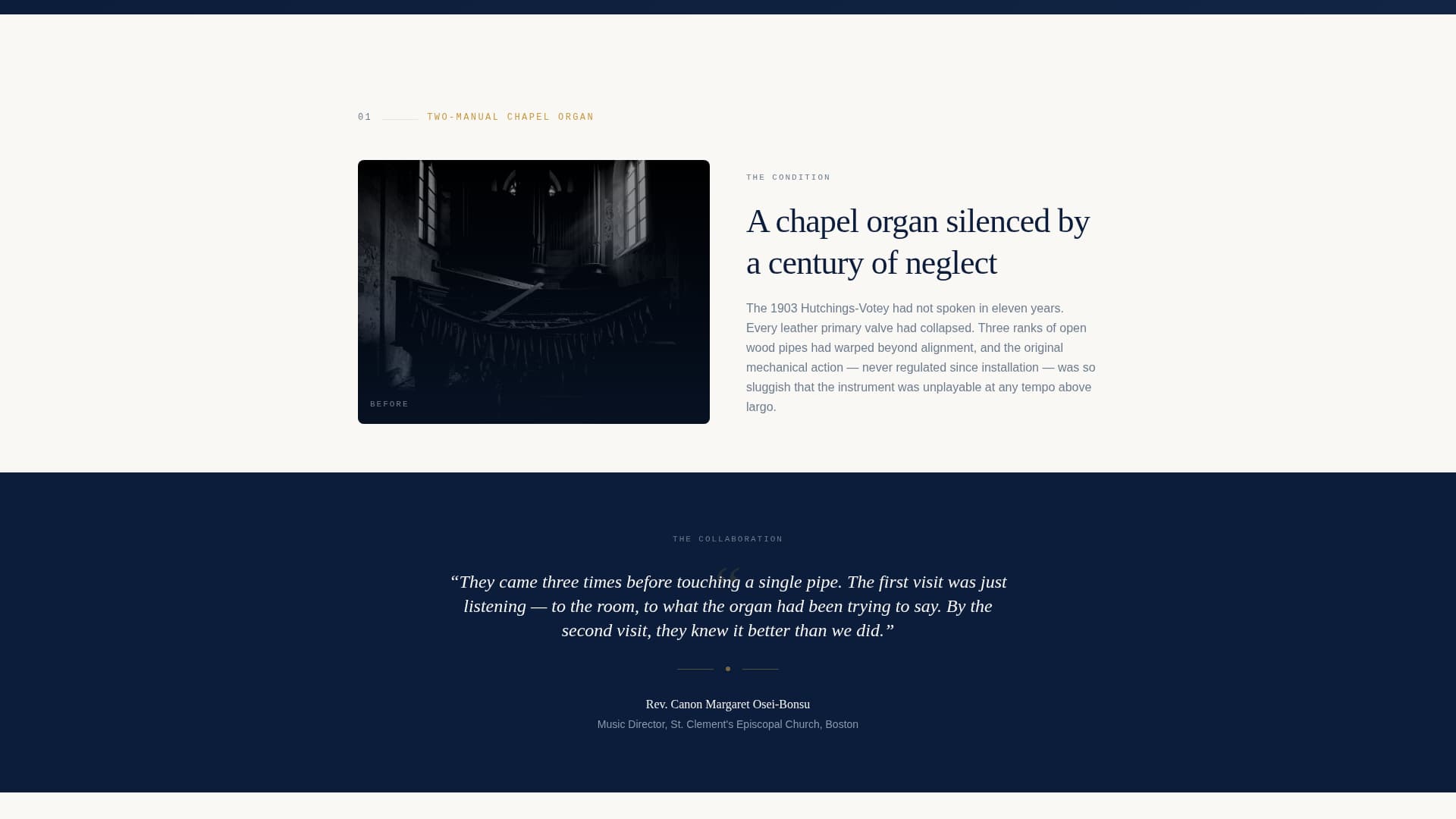 Voicing - Authoritative Organrestorer Landing Page Template