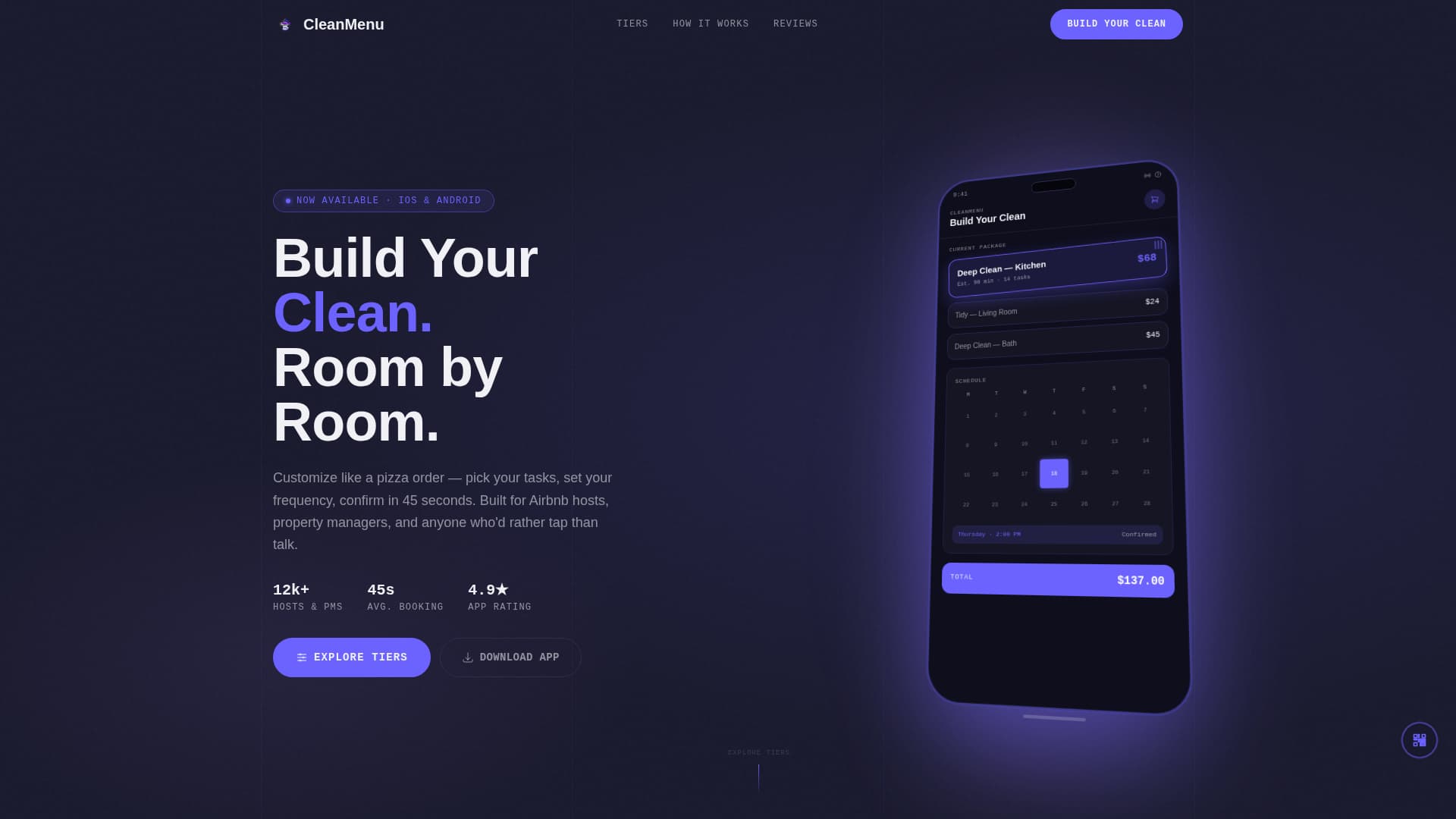 Cleanmenu - Frictionless Cleaning Service Landing Page Template
