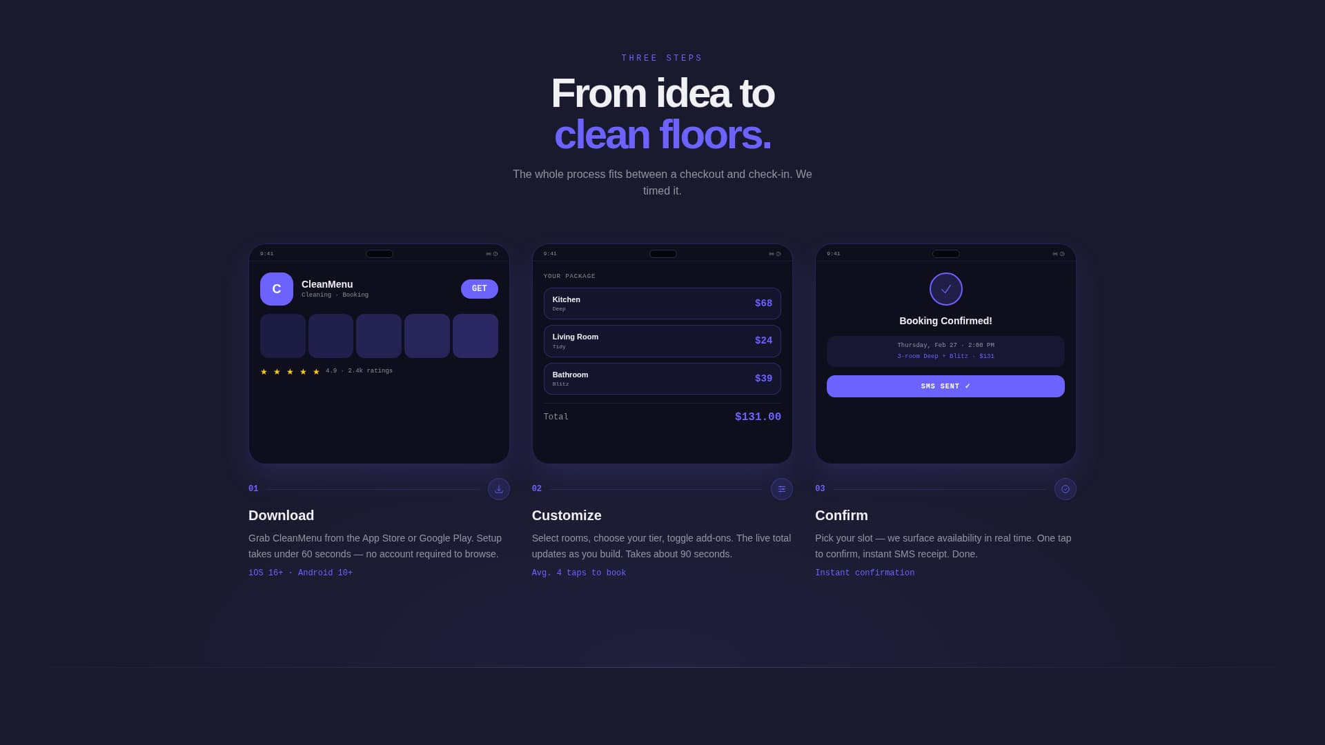 Cleanmenu - Frictionless Cleaning Service Landing Page Template