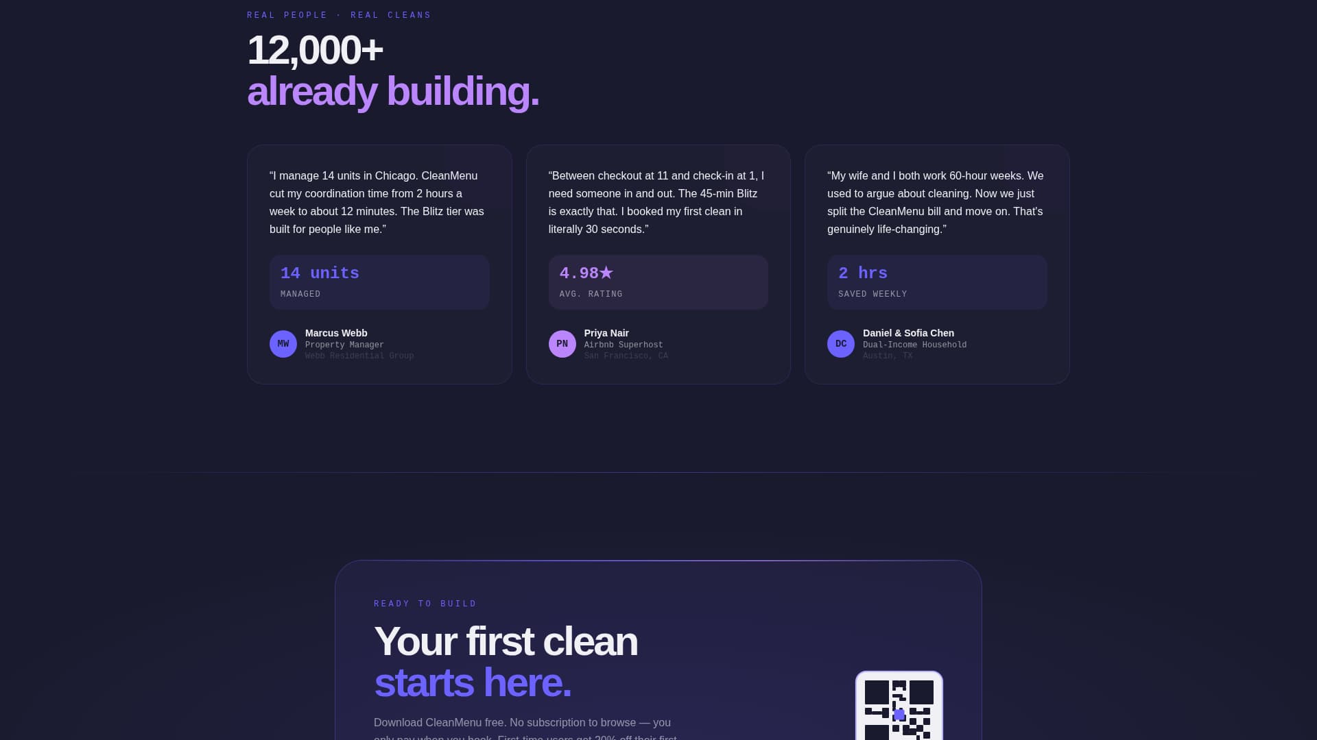 Cleanmenu - Frictionless Cleaning Service Landing Page Template