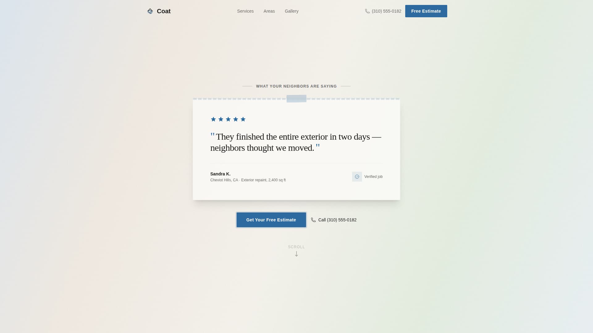 Brushstroke — Professional House Painter Landing Page Template