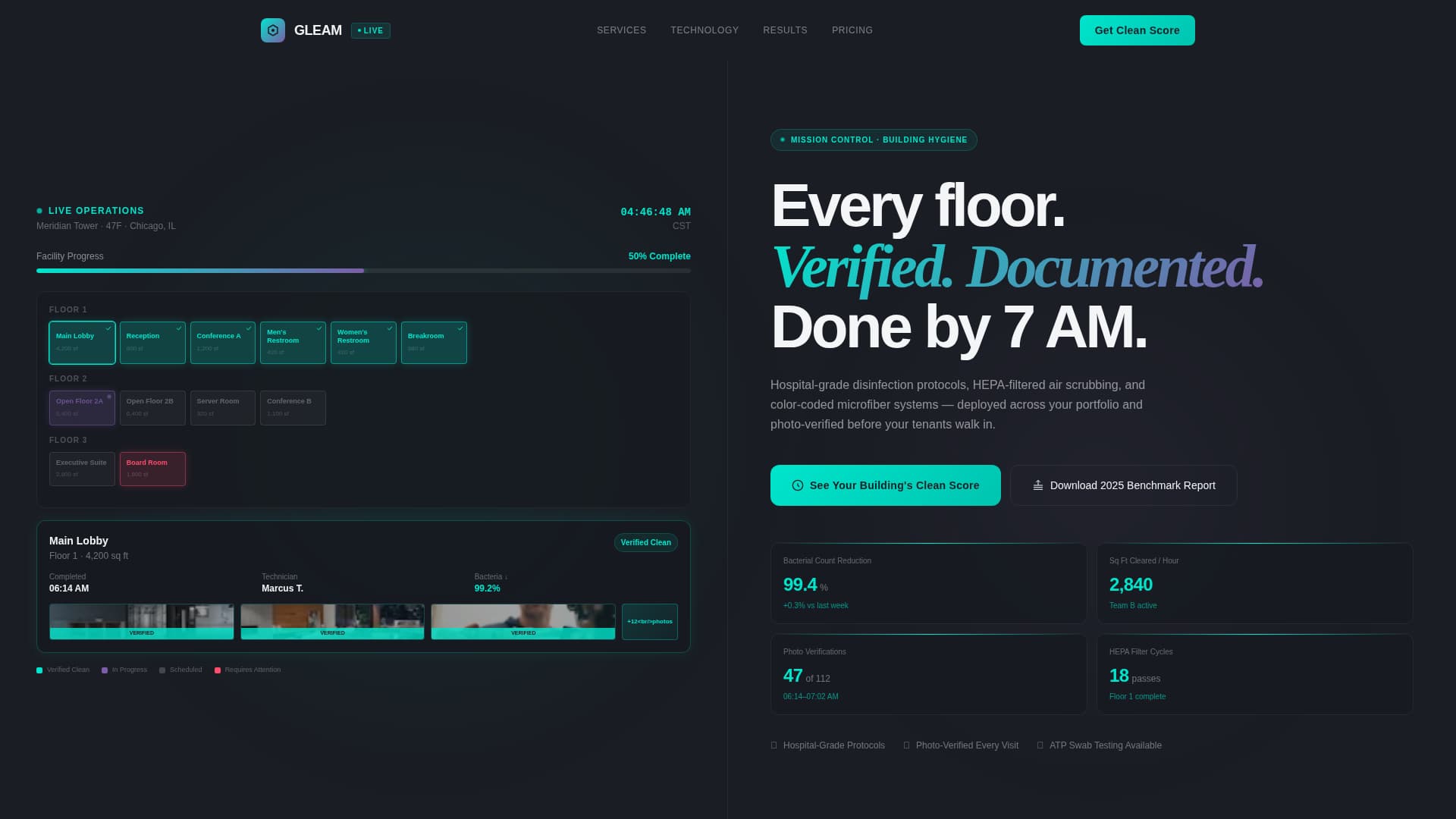 Gleam - Data-Driven Cleaning Landing Page Template