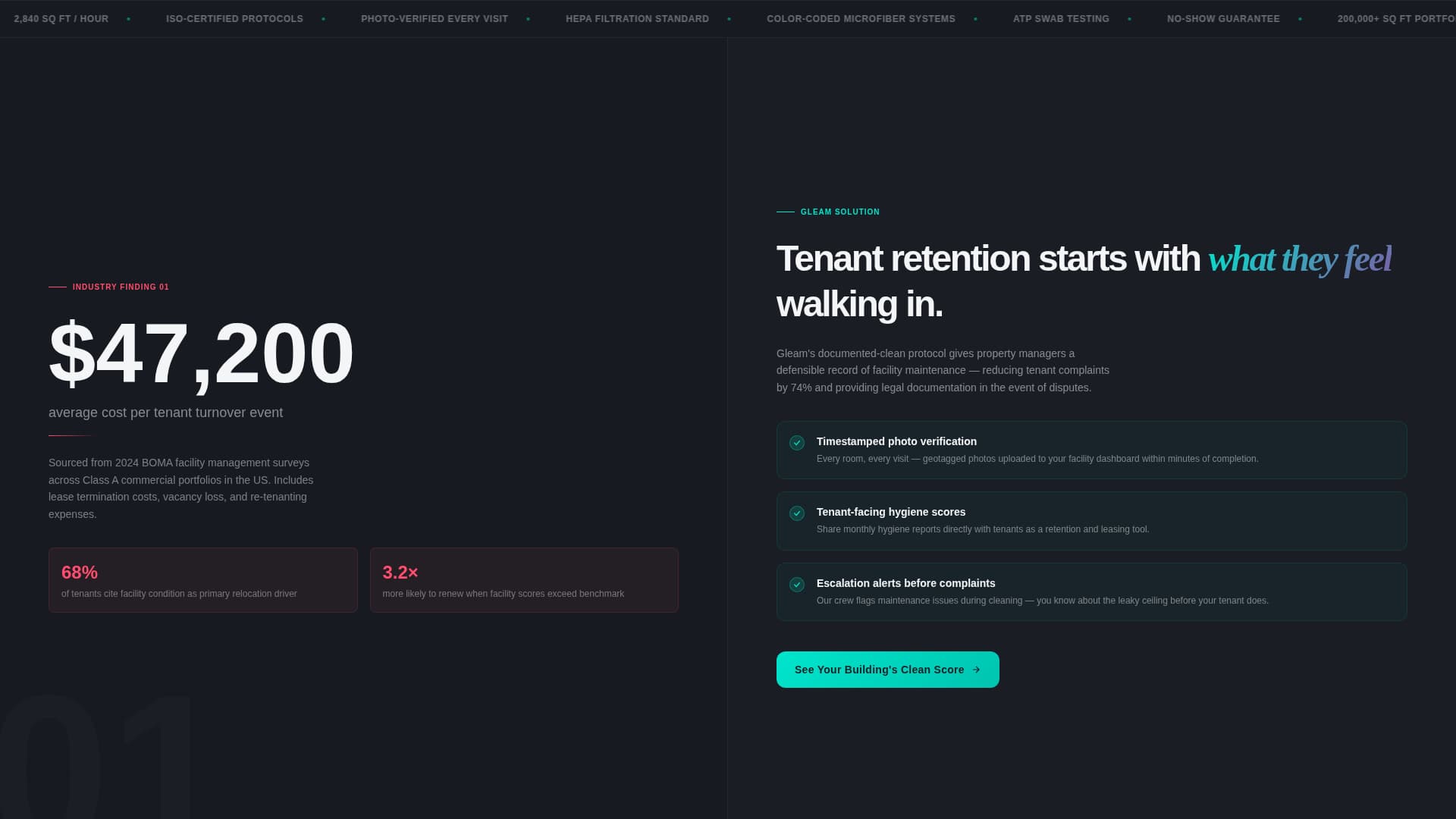 Gleam - Data-Driven Cleaning Landing Page Template