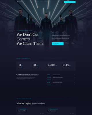 Professional Cleaning Company Team & Certifications Website Template