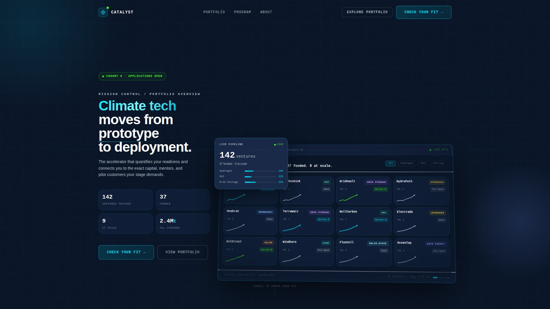 Climate Tech Accelerator Portfolio & Fit Score Website Template