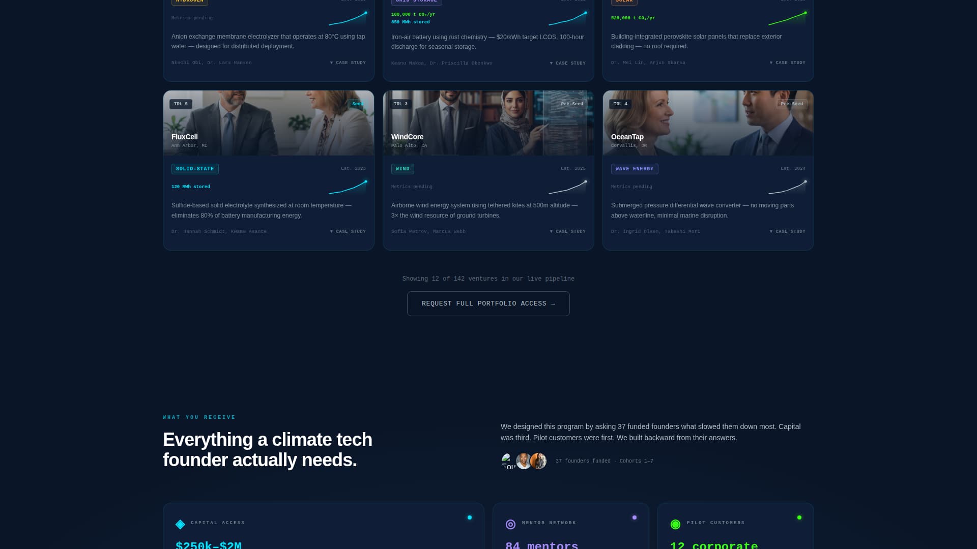 Climate Tech Accelerator Portfolio & Fit Score Website Template