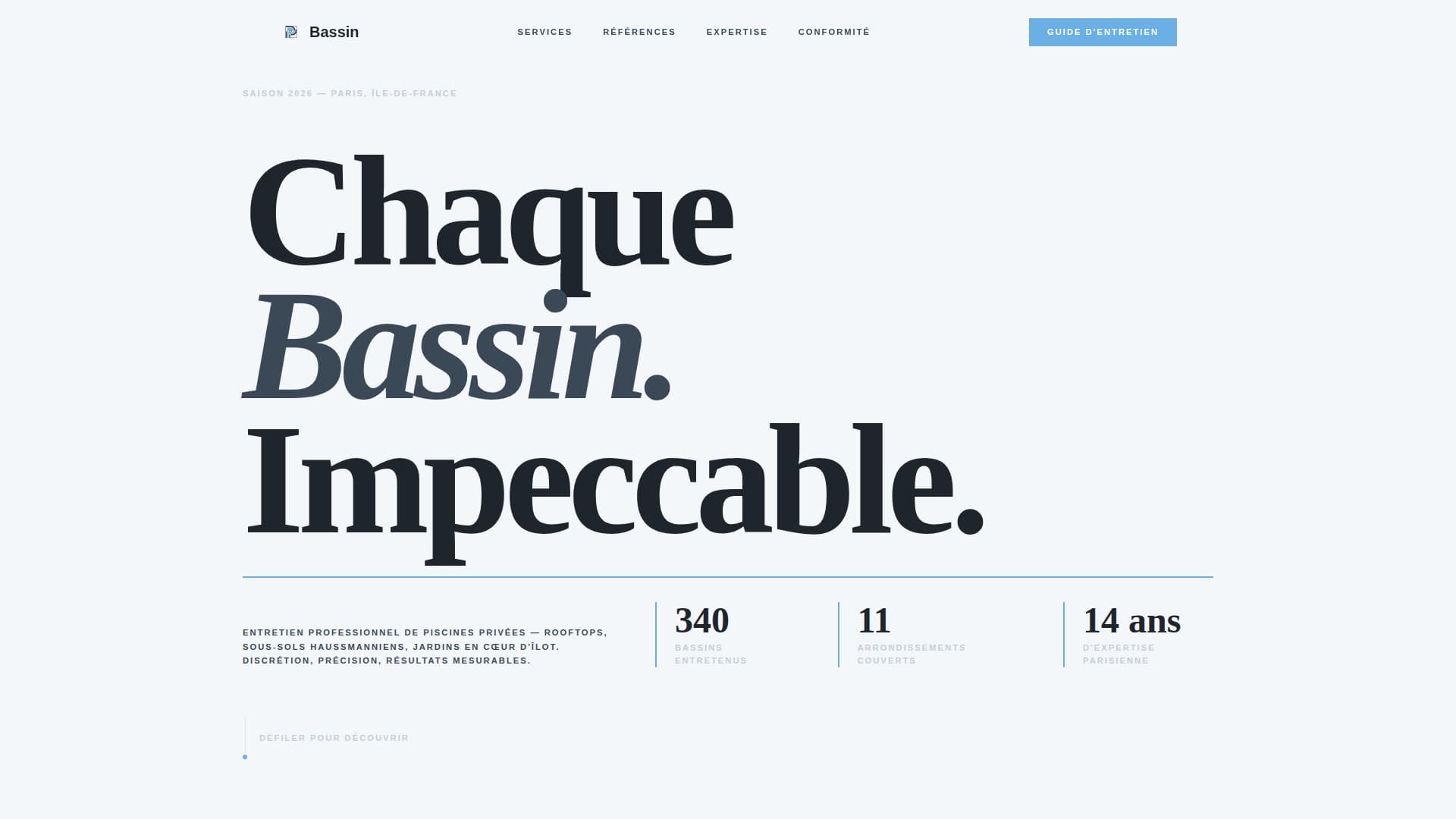 Bassin - Impeccable Poolcleaning Landing Page Template