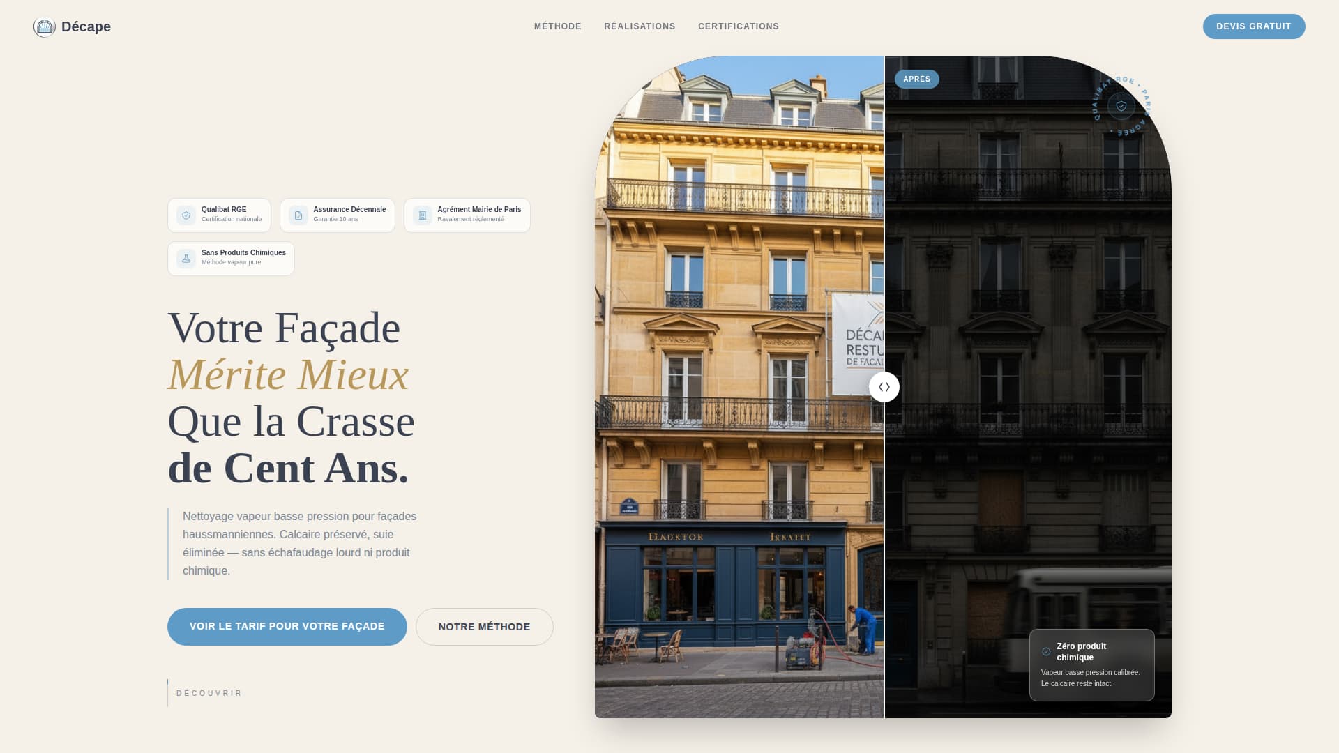 Dcape - Authoritative Facaderestoration Landing Page Template