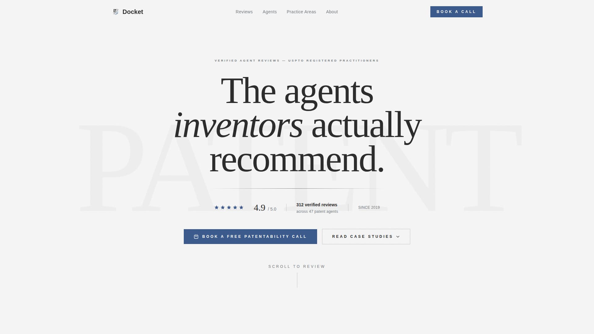 Docket - Authoritative Patentagent Landing Page Template