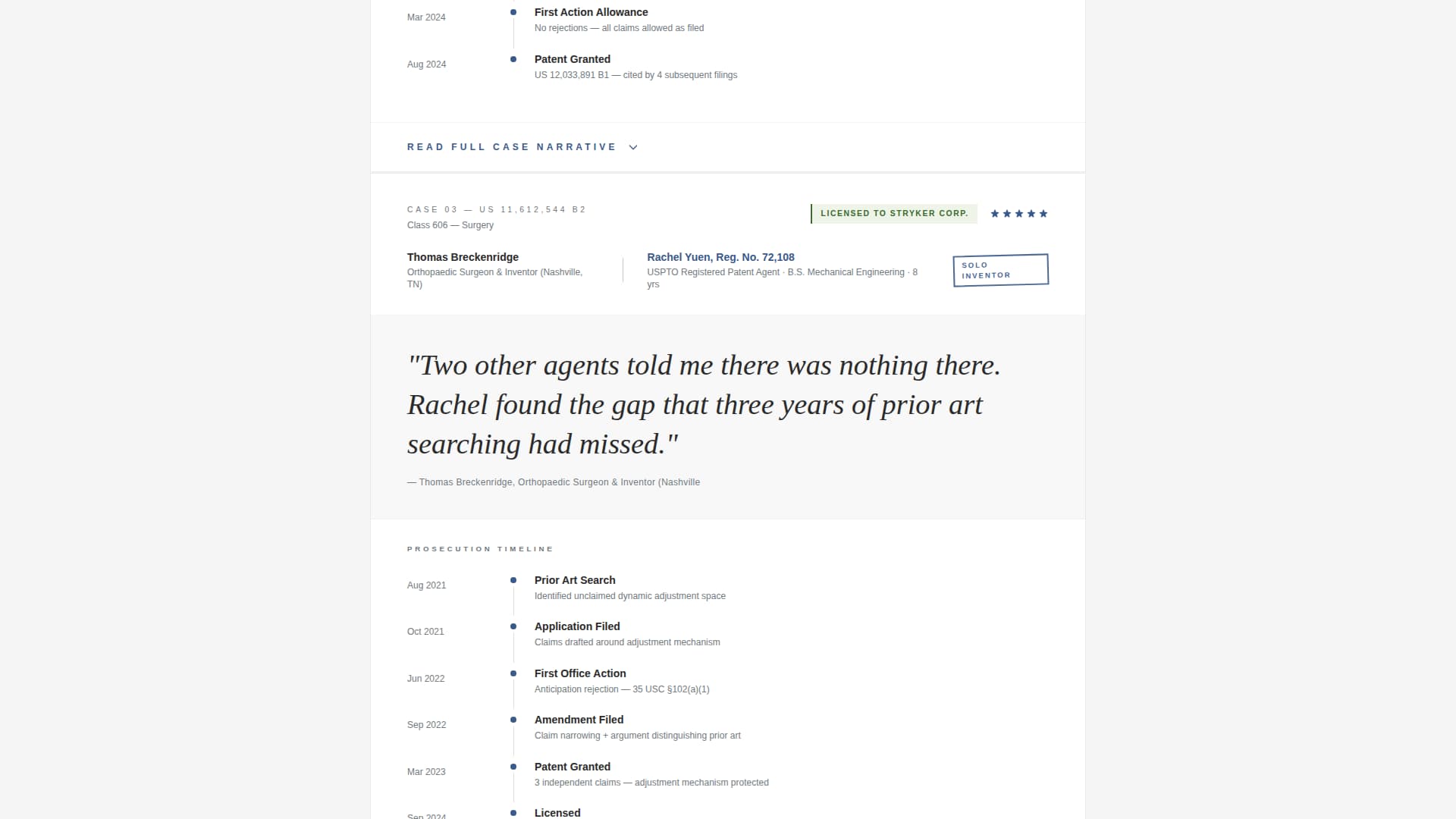 Docket - Authoritative Patentagent Landing Page Template