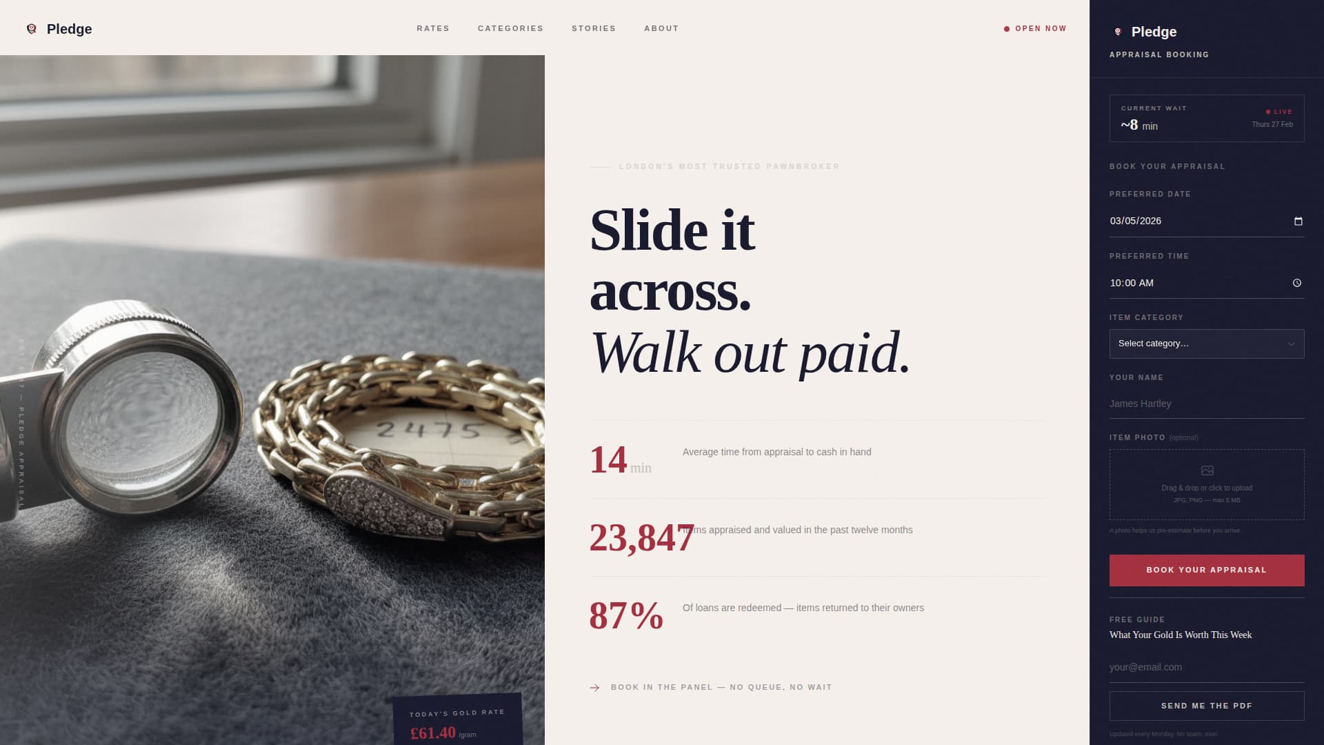 Pledge - Trusted Pawnbroker Landing Page Template
