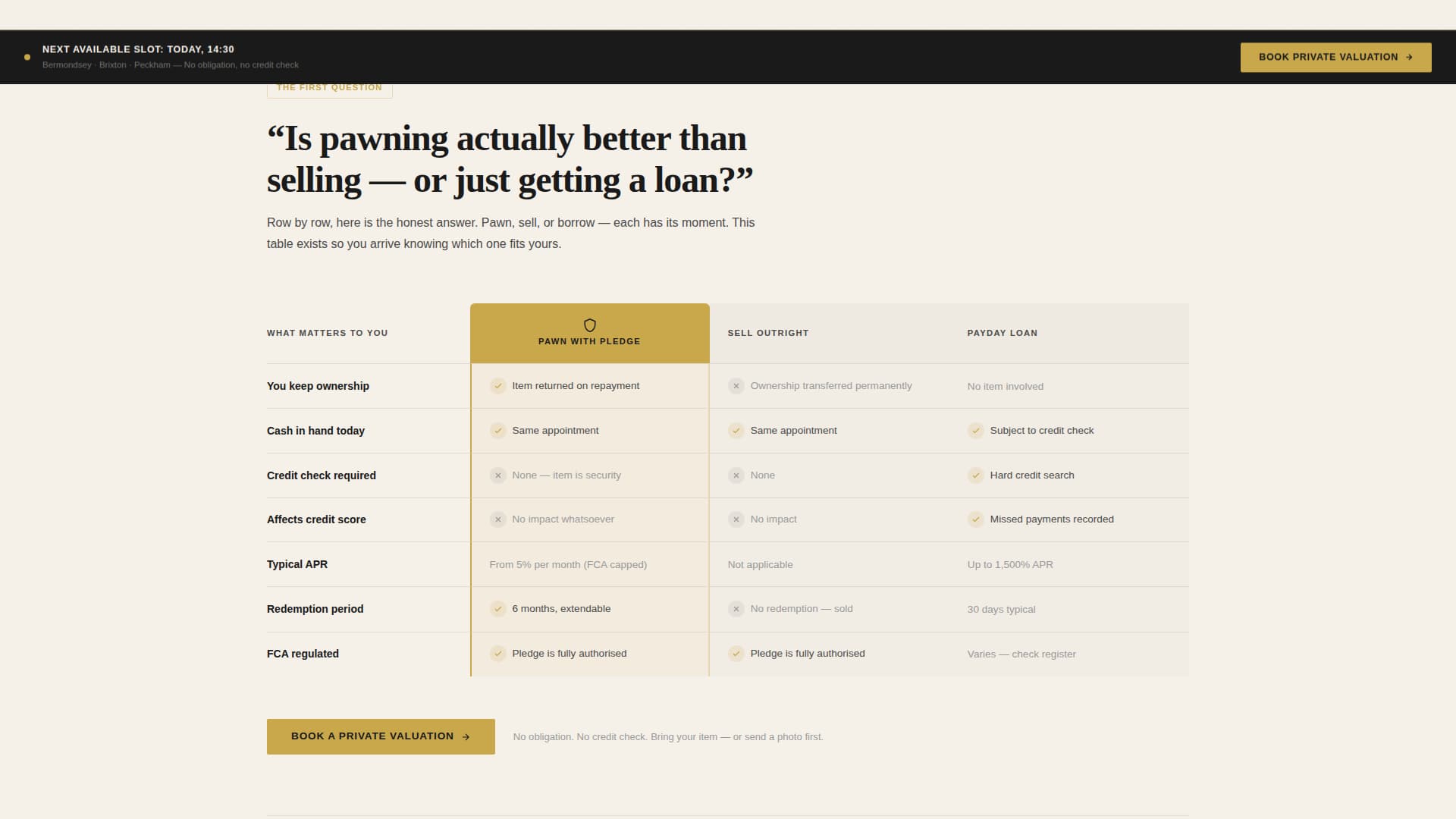 Pledge - Authoritative Pawnbroker Landing Page Template