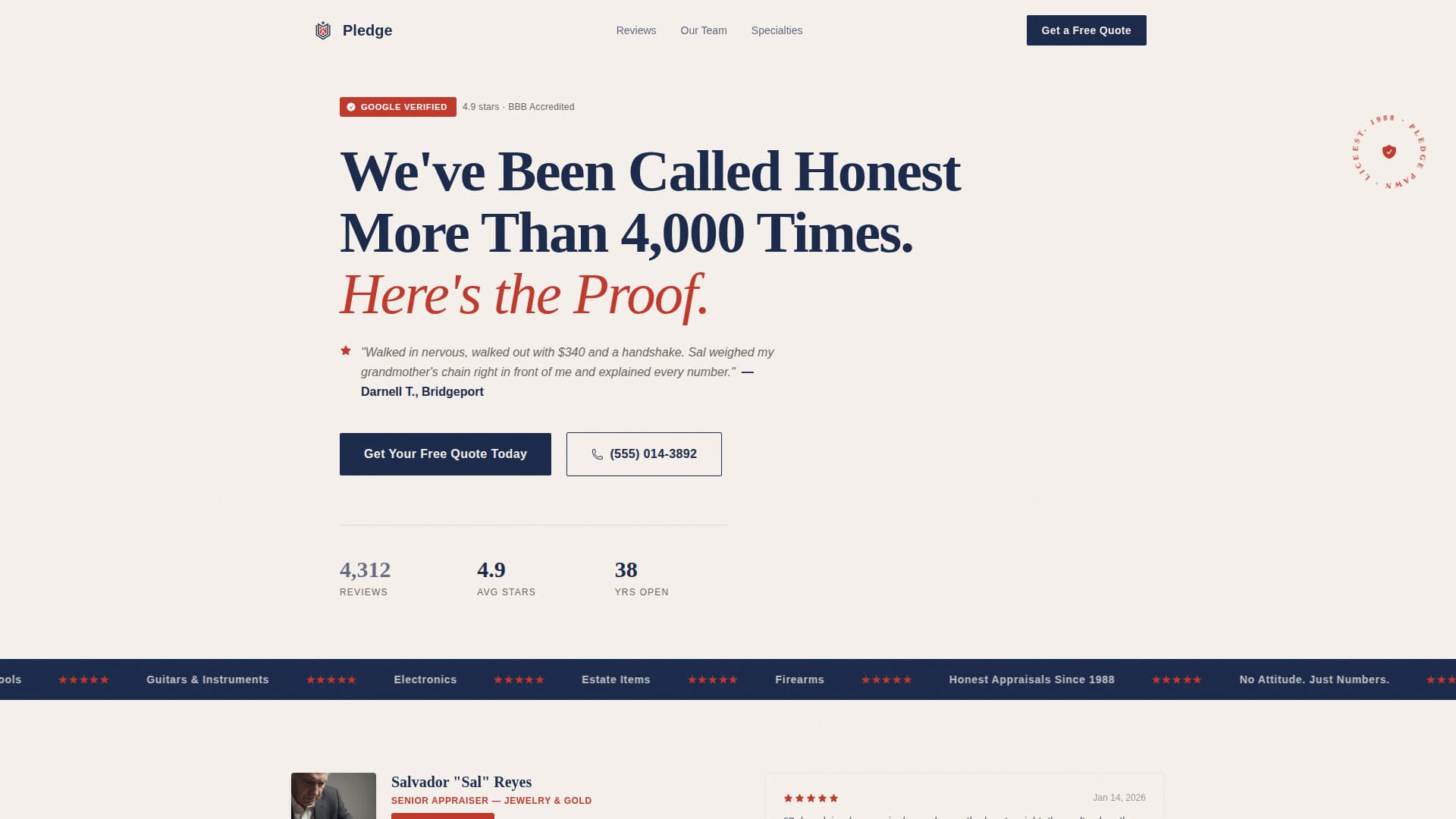 Collateral — Credible Pawn Broker Landing Page Template