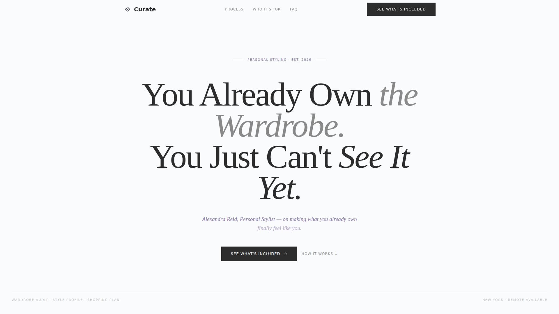 Curate - Editorial Stylist Landing Page Template