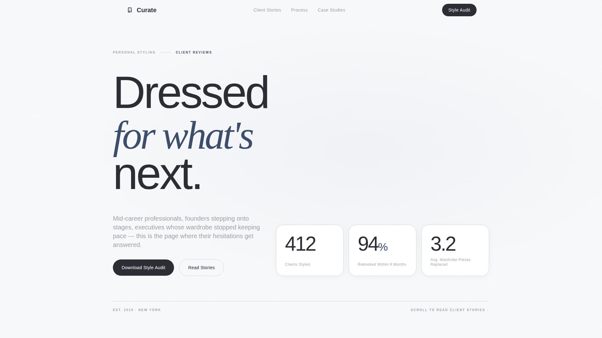 Curate - Precision Stylist Landing Page Template