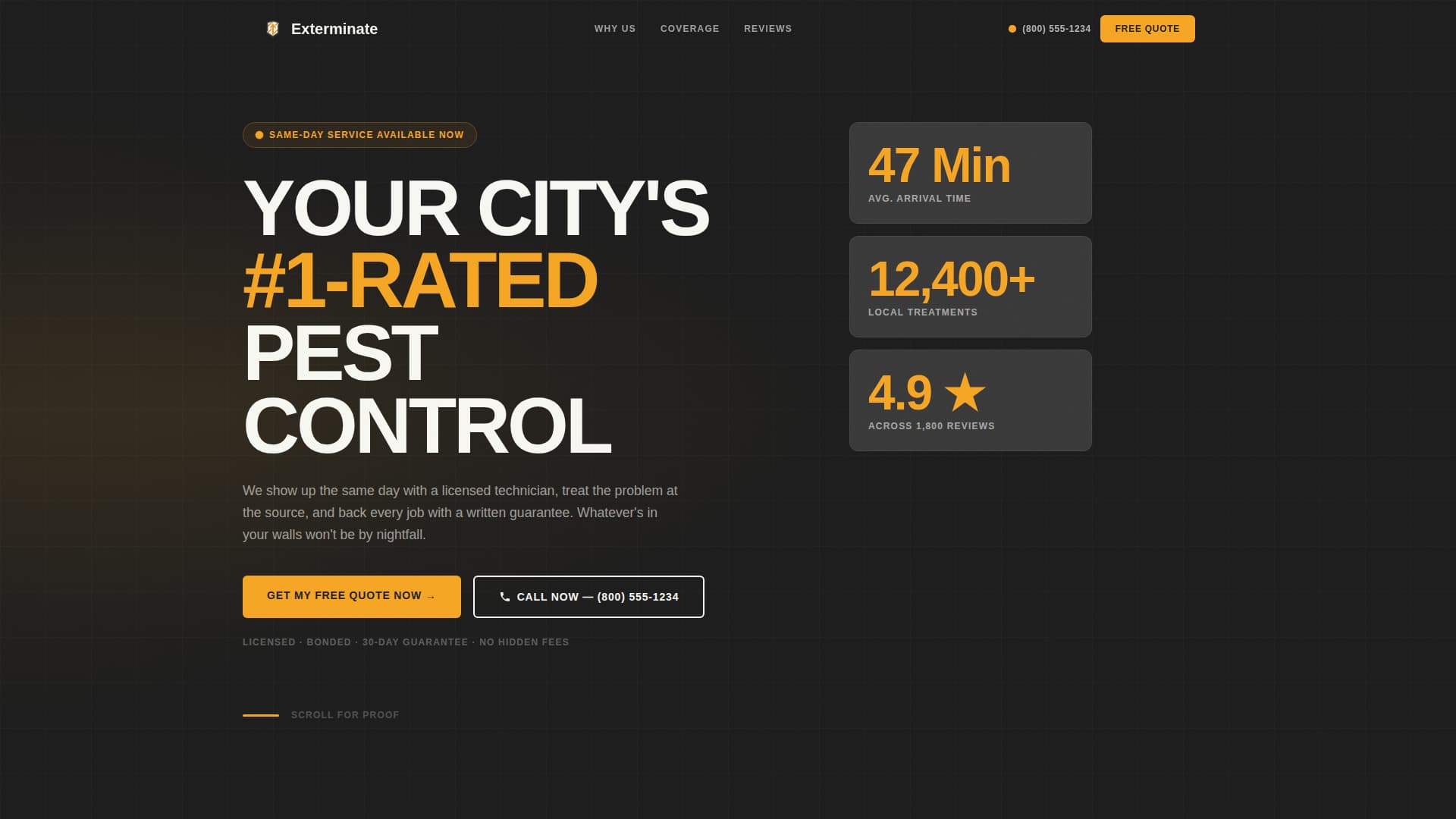 Exterminate - Highimpact Pestcontrol Landing Page Template