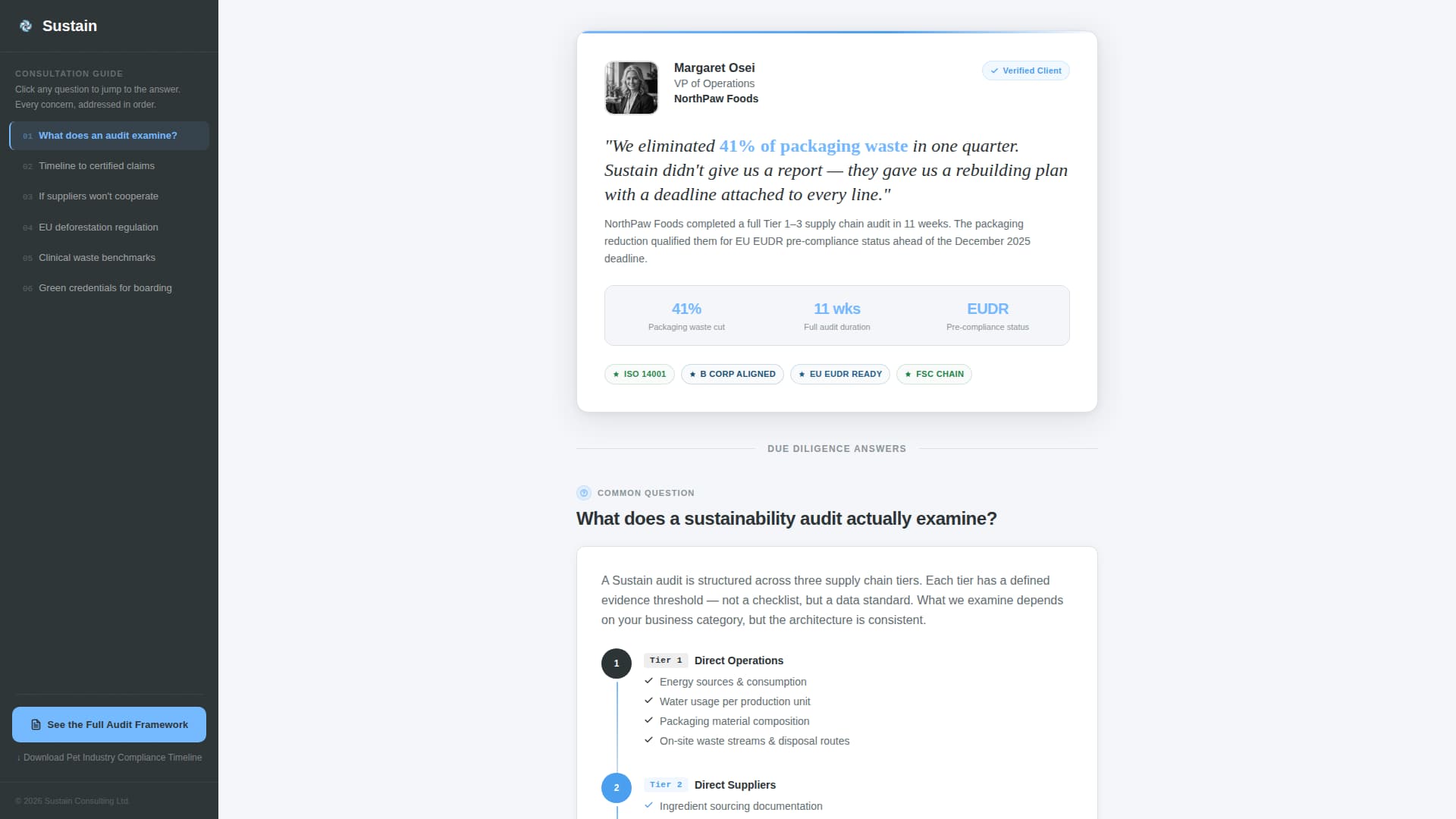 Sustain - Certified Petcare Landing Page Template