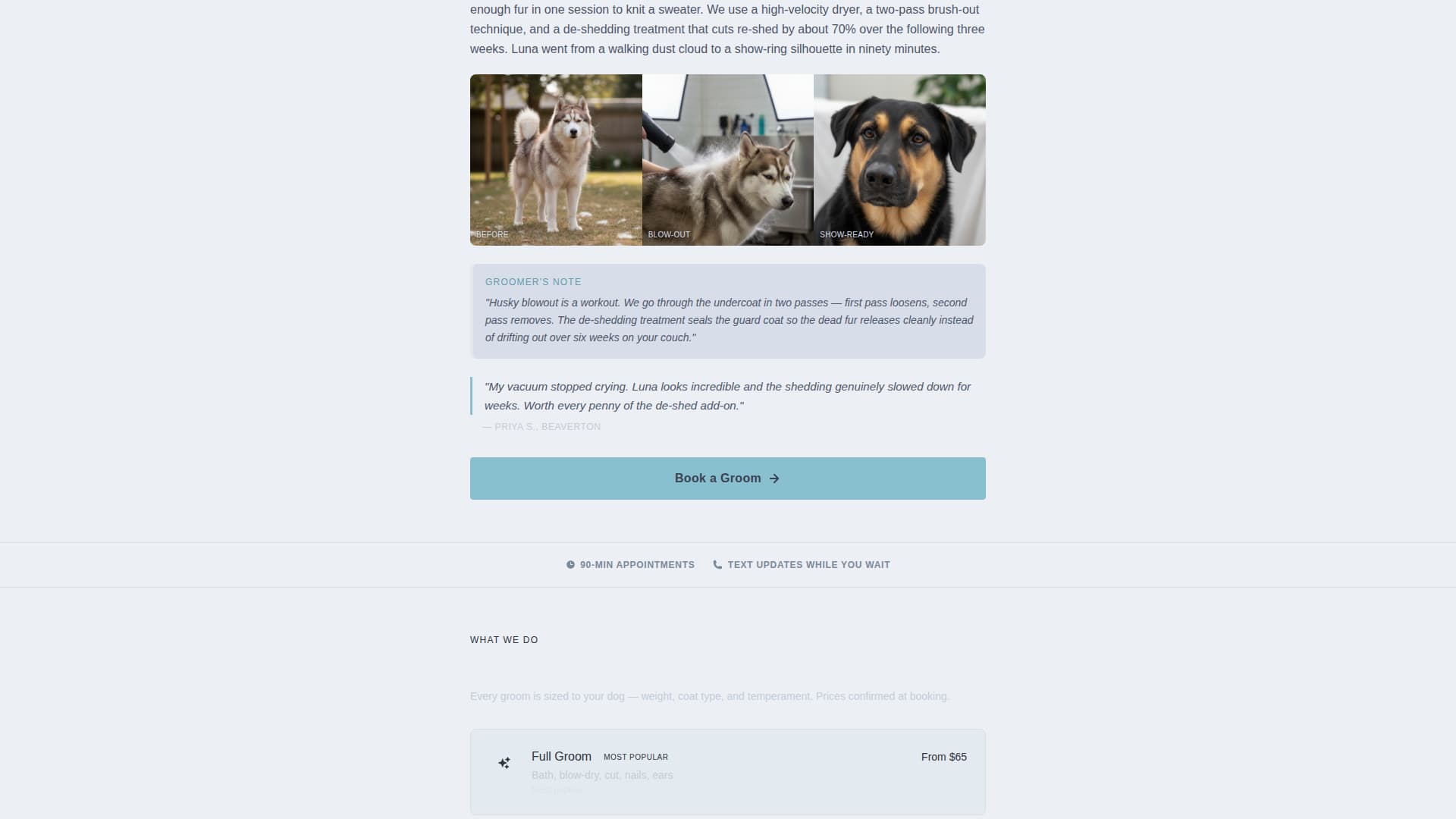 Groom - Trusted Petgrooming Landing Page Template