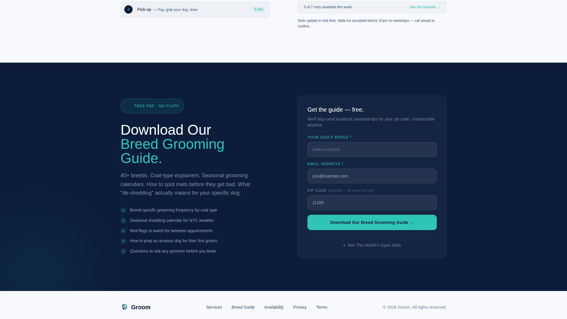 Groom - Authoritative Petgroomer Landing Page Template