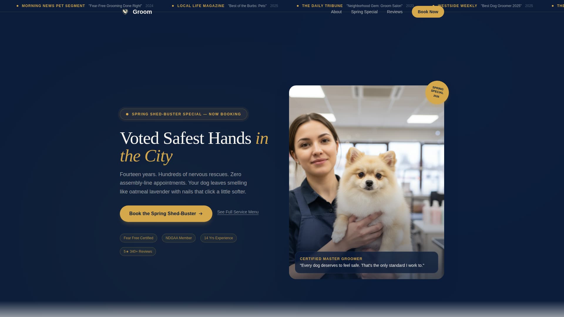 Pamper — Professional Pet Care Landing Page Template