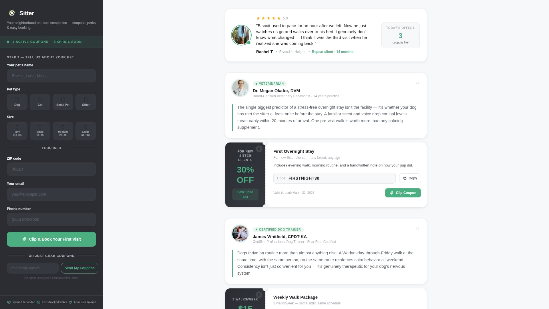 Sitter - Trusted Petsitter Landing Page Template