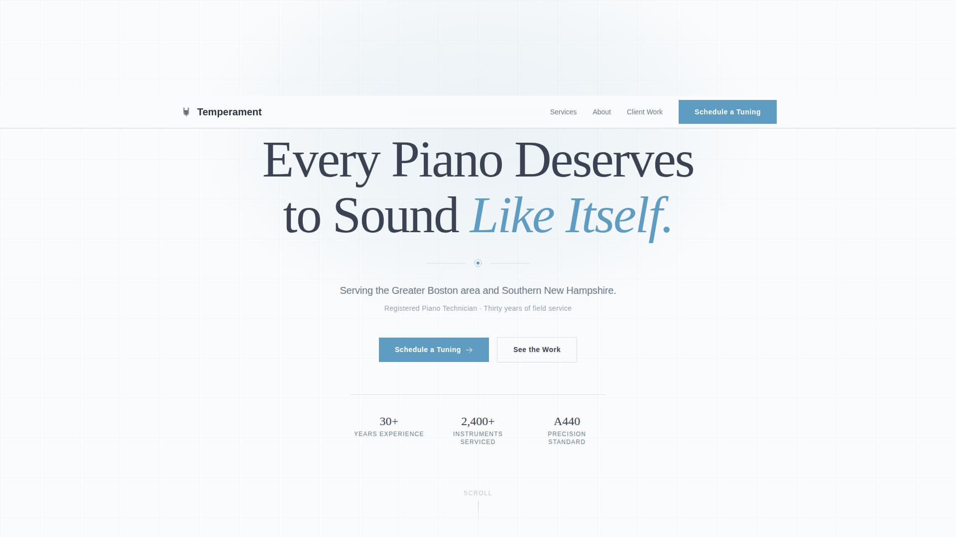Temperament - Precision Pianotuner Landing Page Template