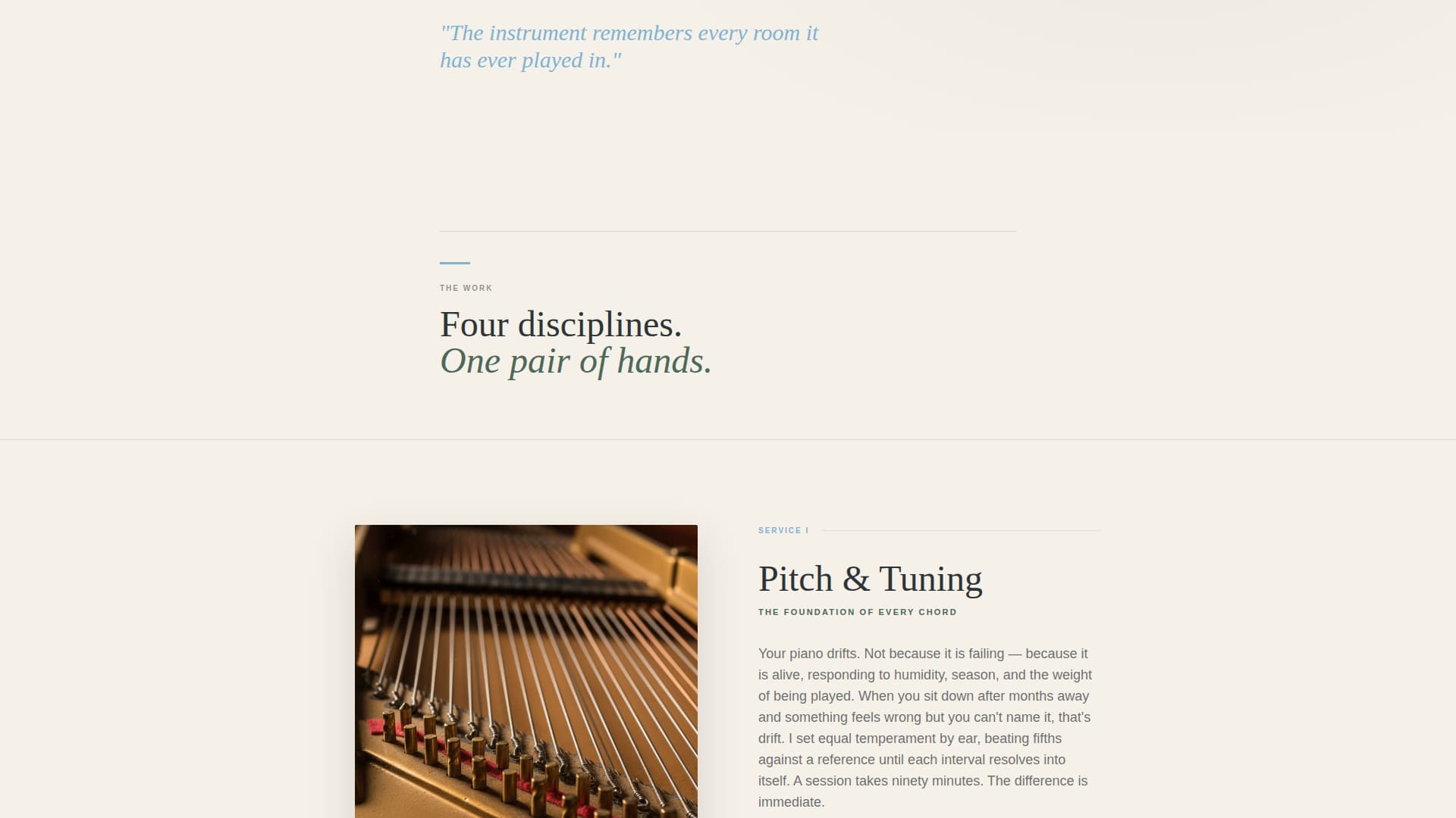 Temperament - Resonant Pianotechnician Landing Page Template
