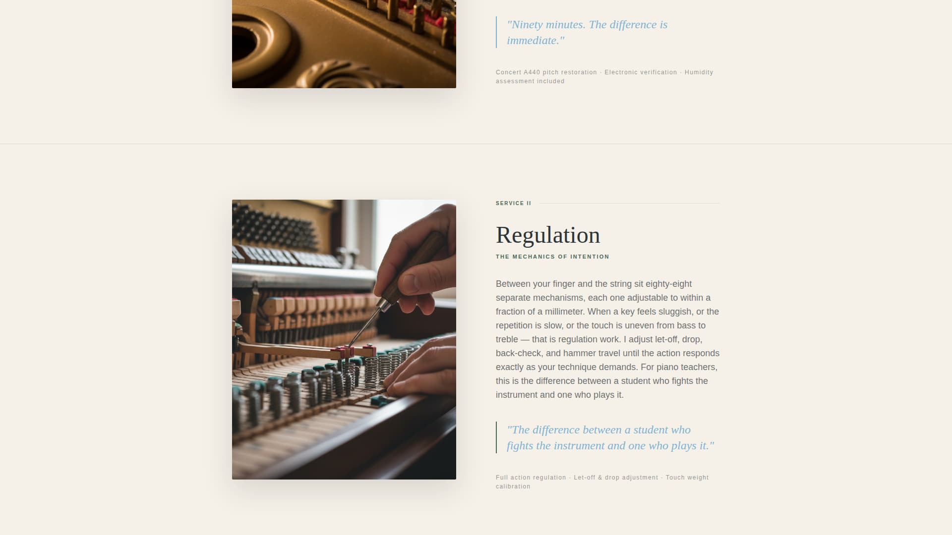 Temperament - Resonant Pianotechnician Landing Page Template