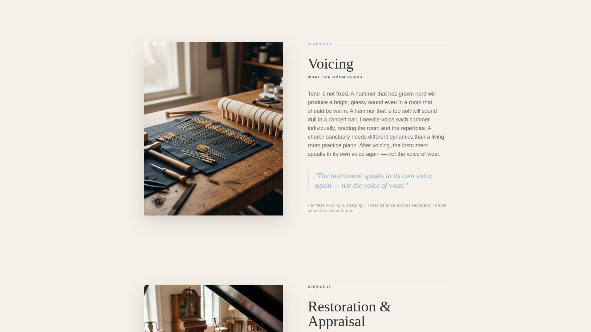 Temperament - Resonant Pianotechnician Landing Page Template