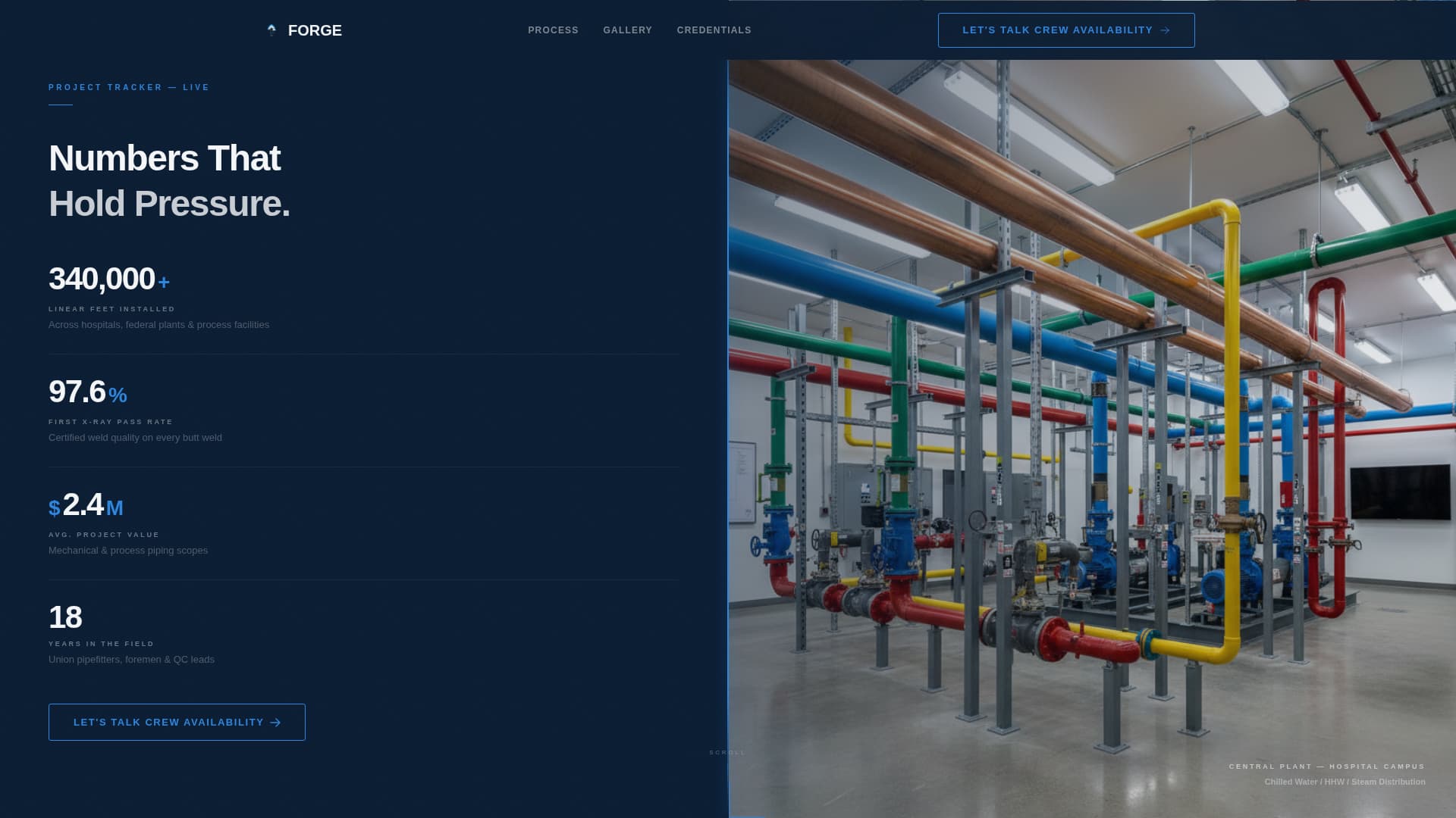 Forge - Precision Pipefitter Landing Page Template