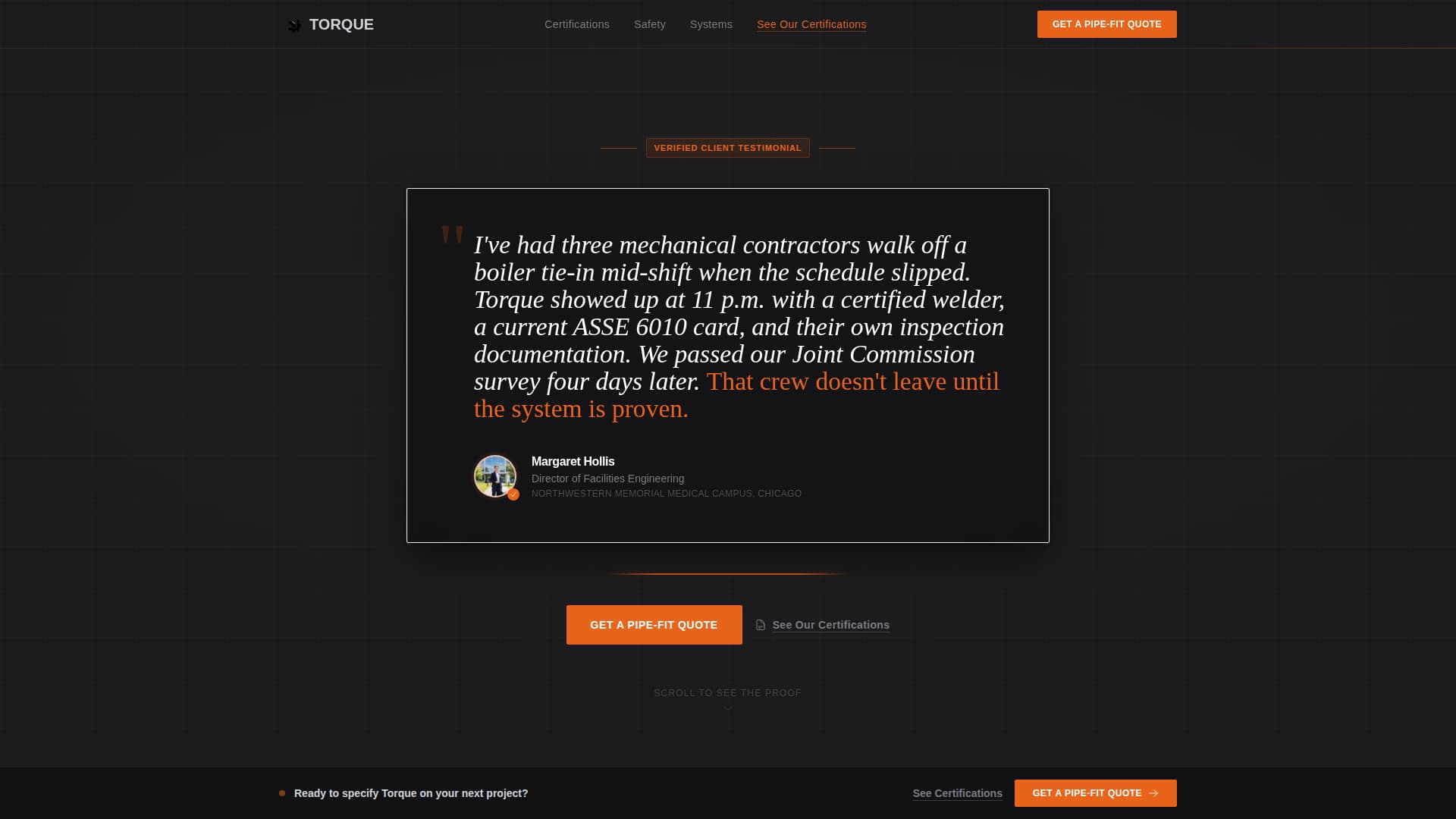 Torque - Precision Pipefitter Landing Page Template