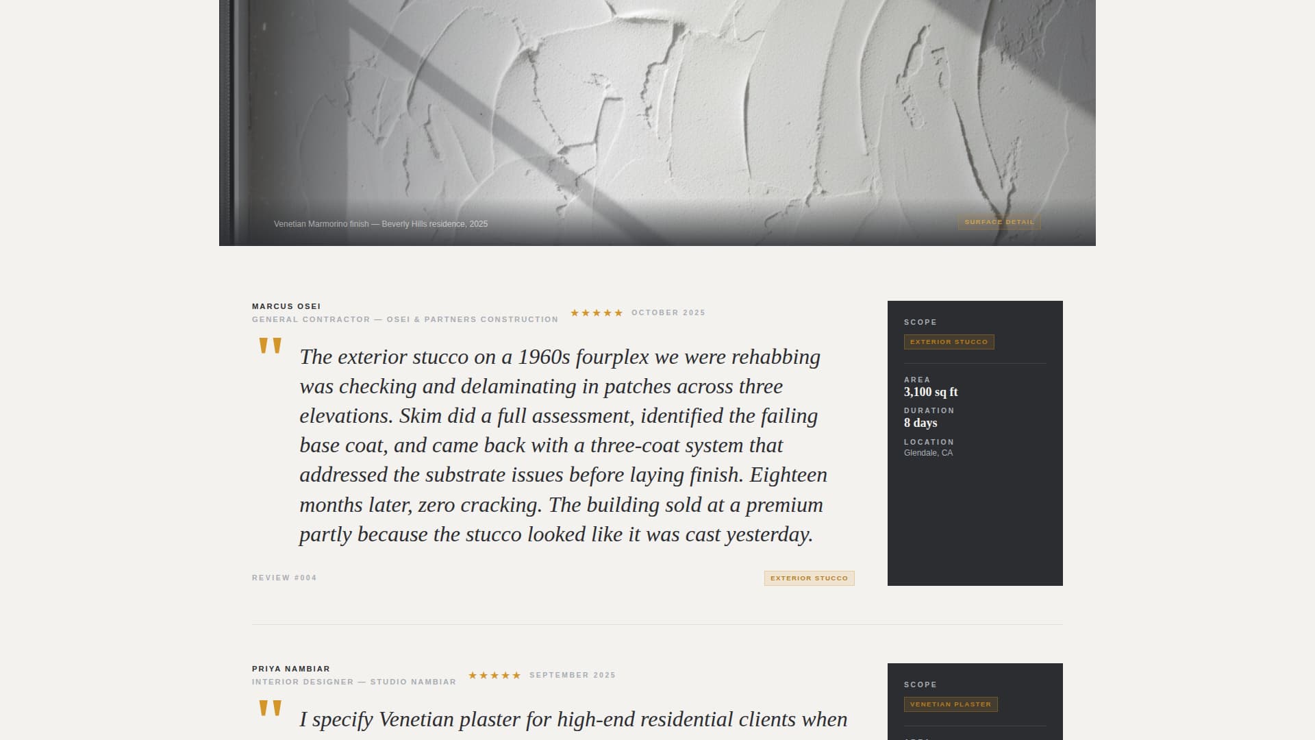 Skim - Precision Plasterer Landing Page Template
