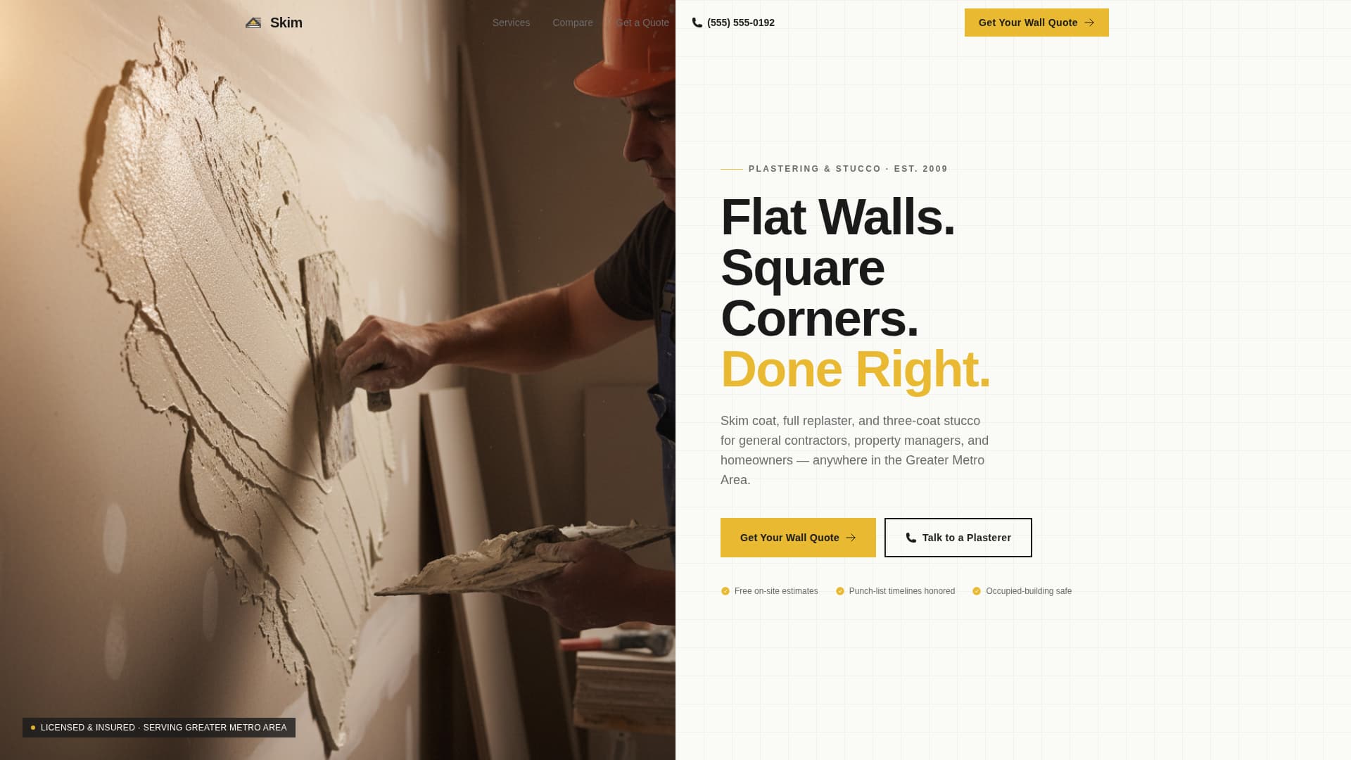 Skim - Seamless Plastering Landing Page Template