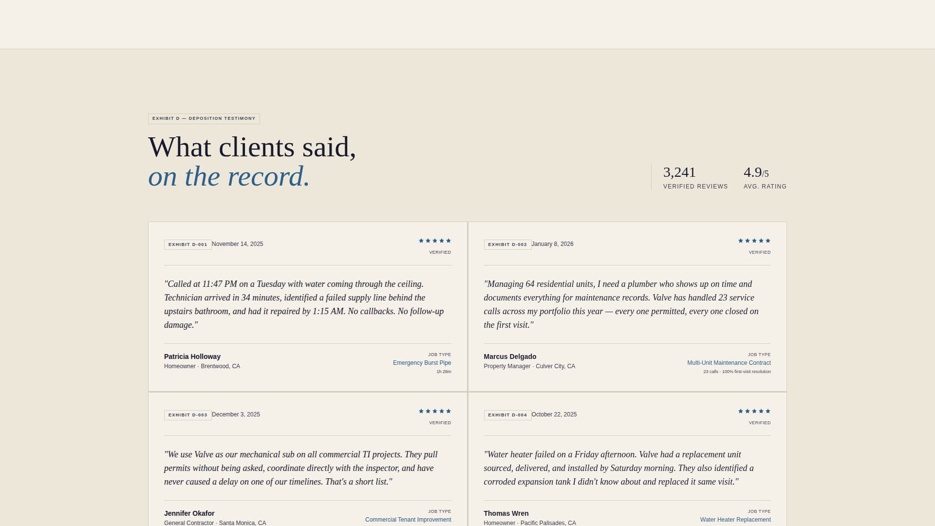 Plumber Evidence-First Statistics Website Template