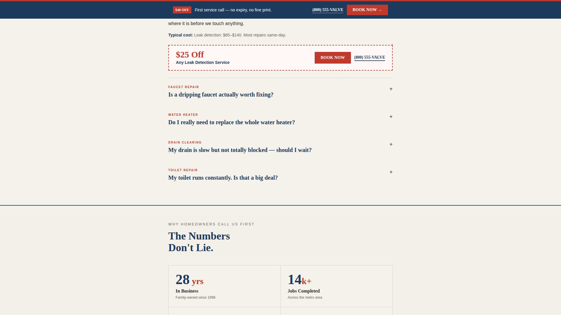 Valve - Trusted Plumber Landing Page Template