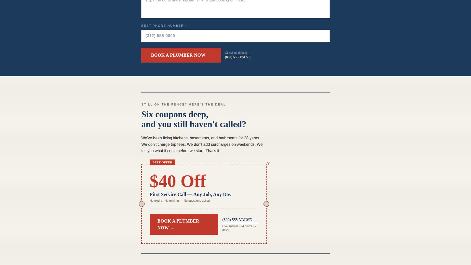 Valve - Trusted Plumber Landing Page Template